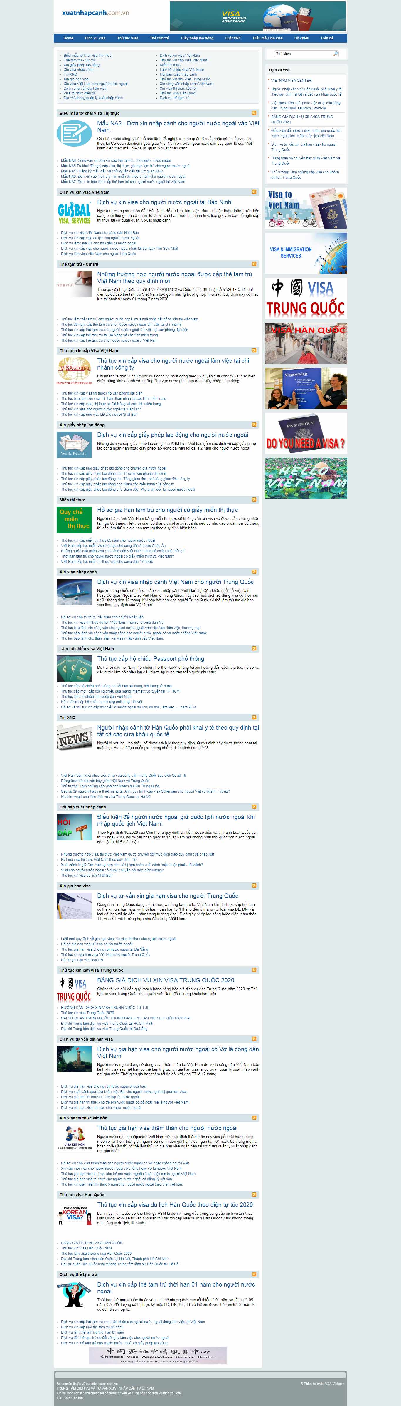Thiết kế Web xuất nhập cảnh xuatnhapcanh.com.vn
