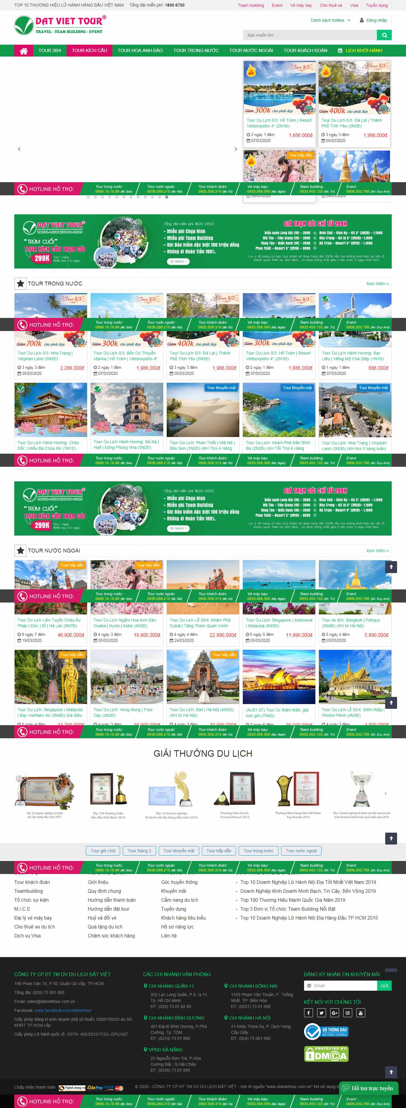 Thiết kế Web đặt tour datviettour.com.vn