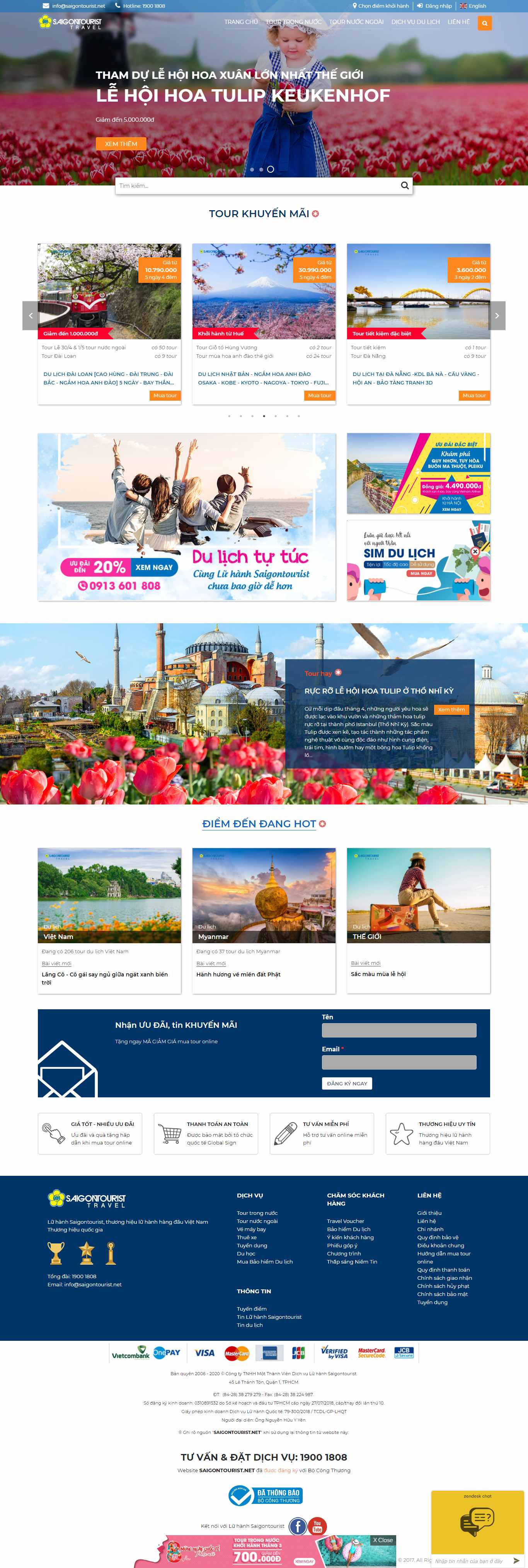 Thiết kế Web đặt tour saigontourist.net