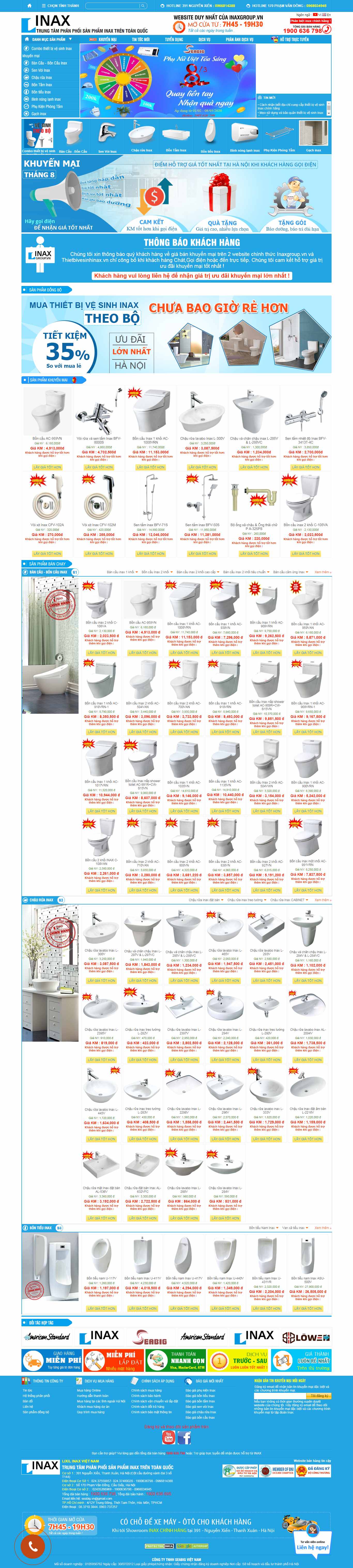 Thiết kế Web thiết bị vệ sinh thietbivesinhinax.vn