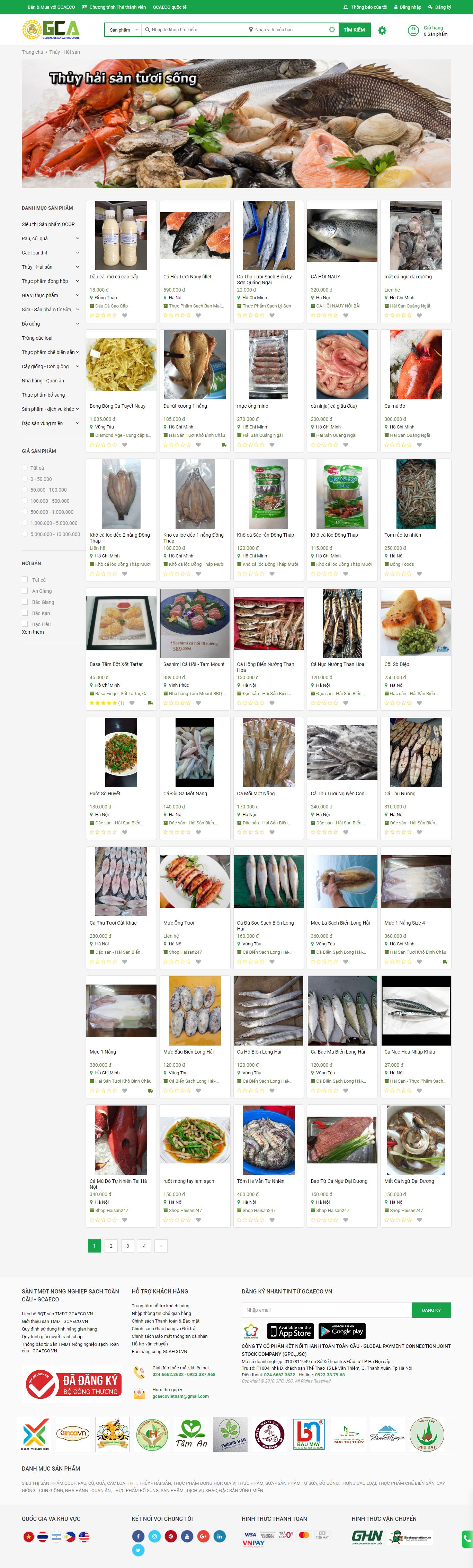 Thiết kế Web thủy hải sản gcaeco.vn