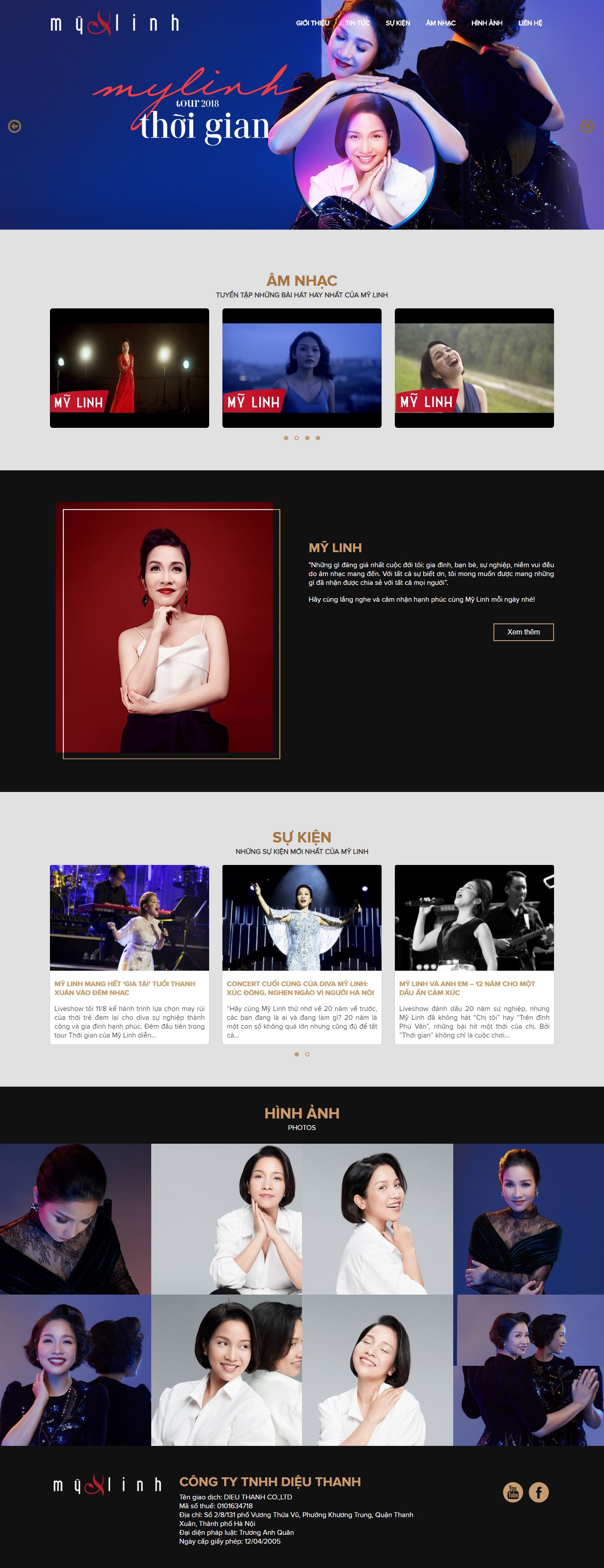 Thiết kế Web nghệ sỹ mylinh.me