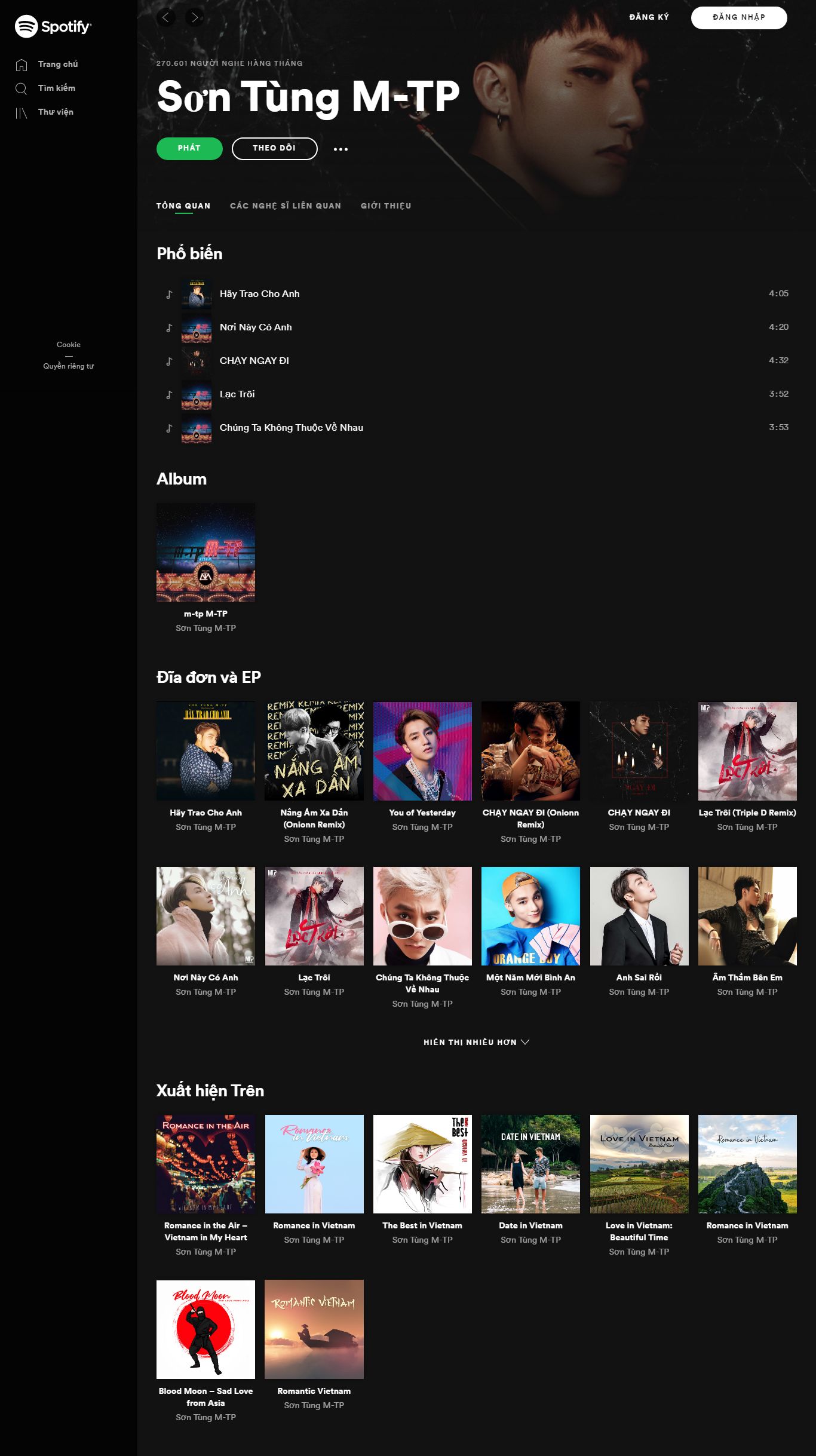 Thiết kế Web nghệ sỹ open.spotify.com