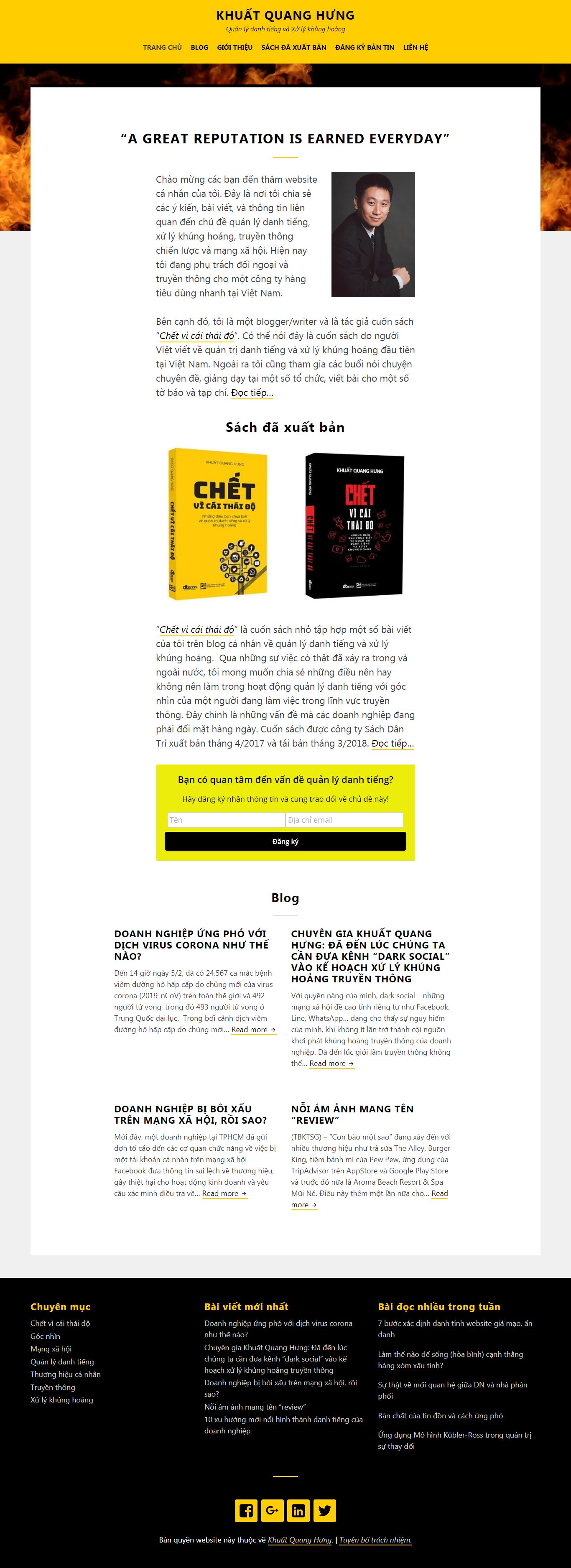 Thiết kế Web nghệ sỹ khuatquanghung.com