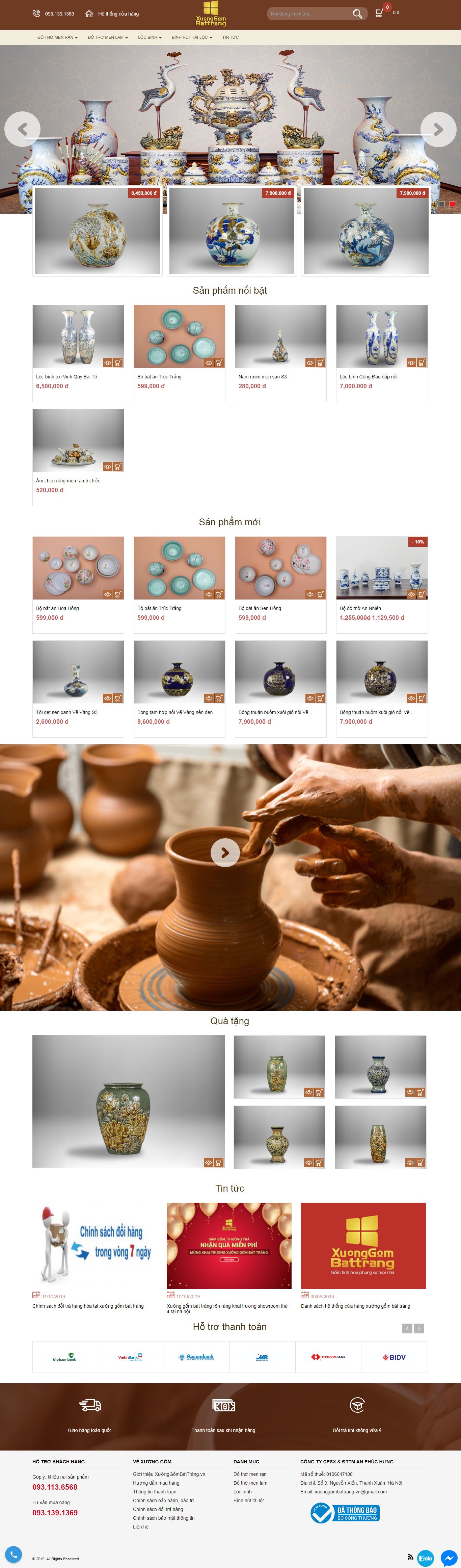 Thiết kế Web Đồ gốm sứ xuonggombattrang.vn