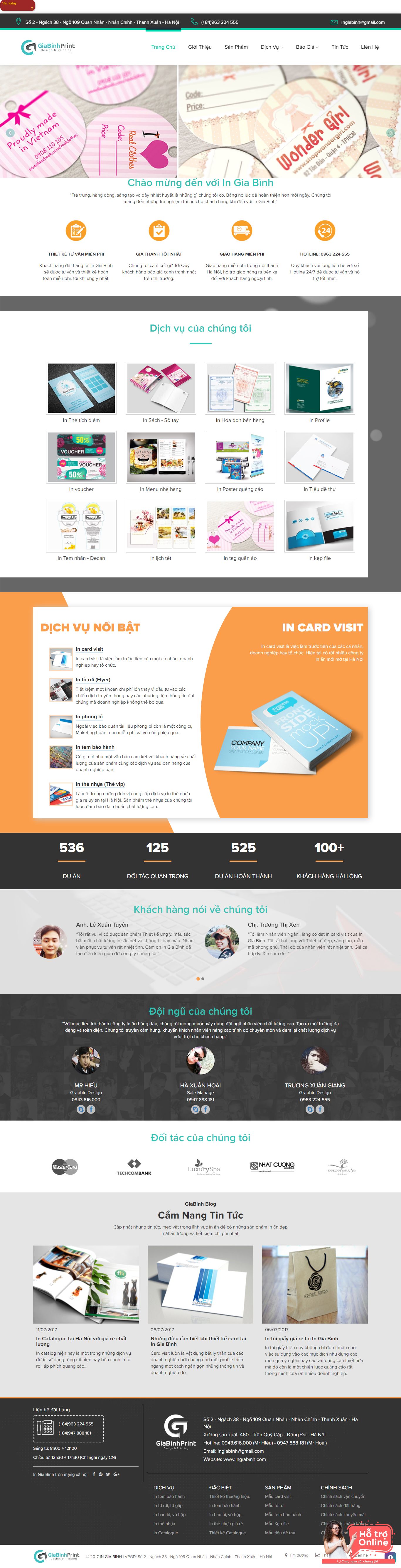 Thiết kế Web in card visit ingiabinh.com