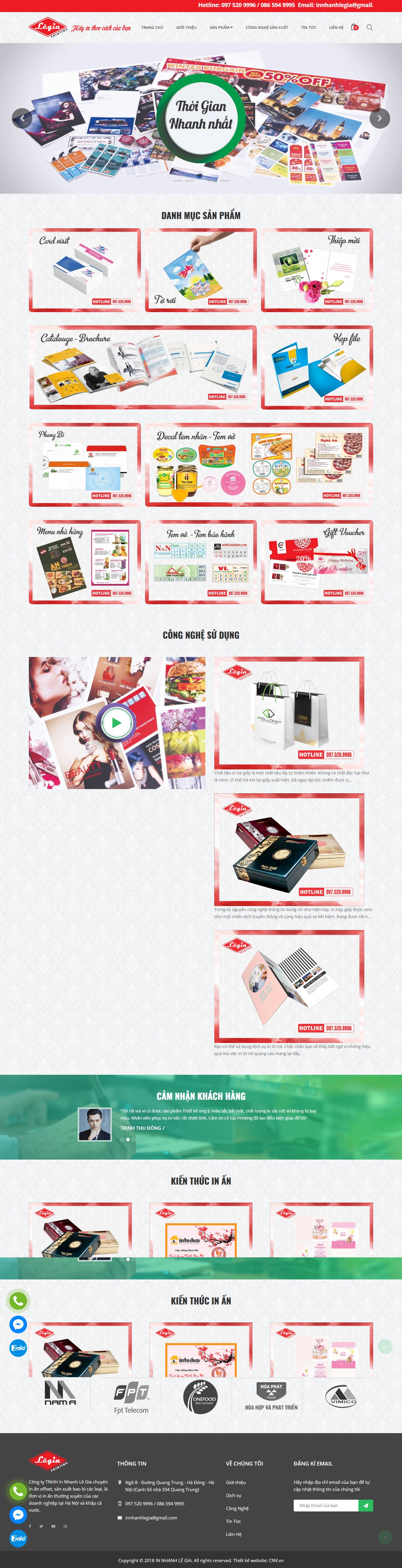 Thiết kế Web in card visit innhanhlegia.com