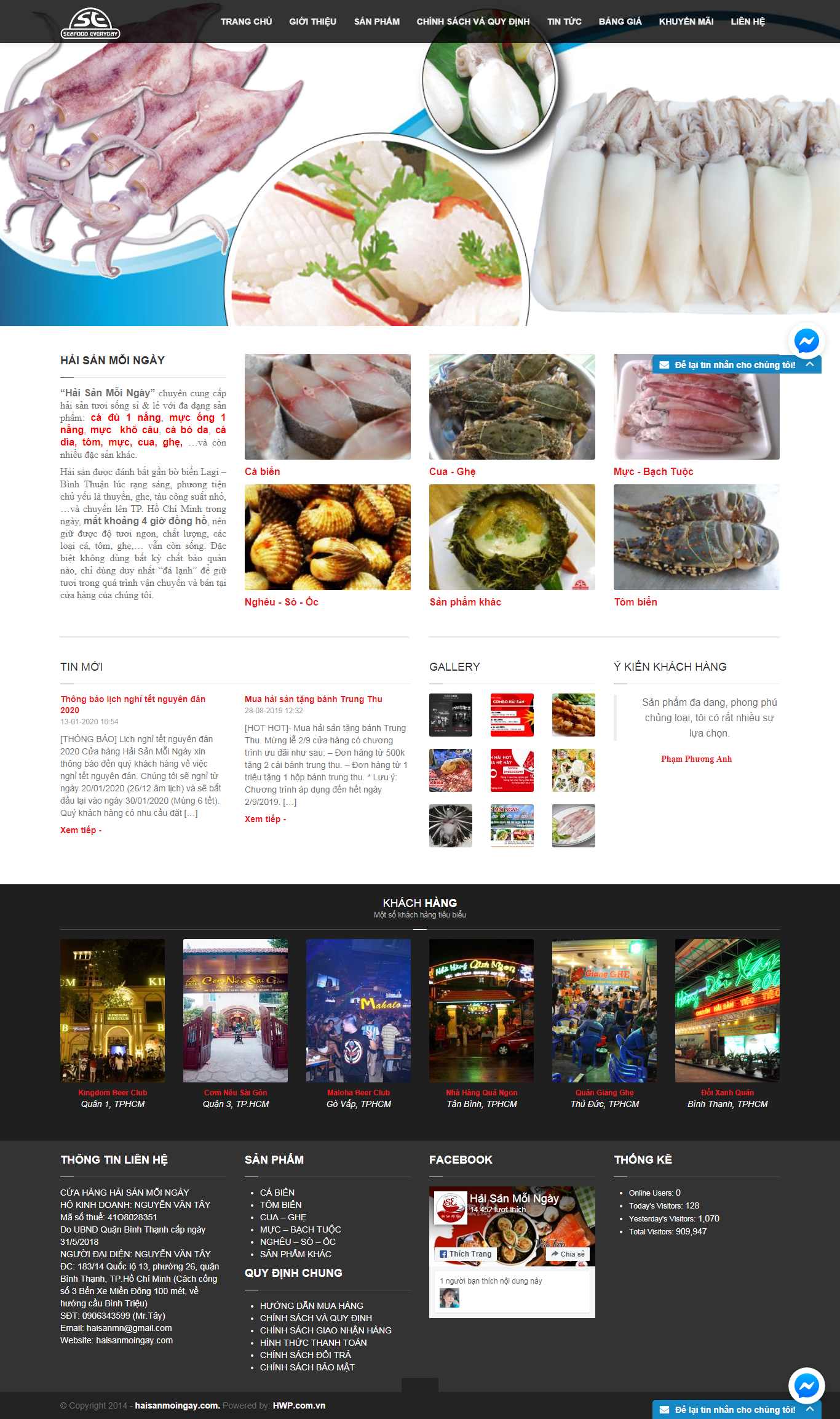 Thiết kế Web hải sản haisanmoingay.com
