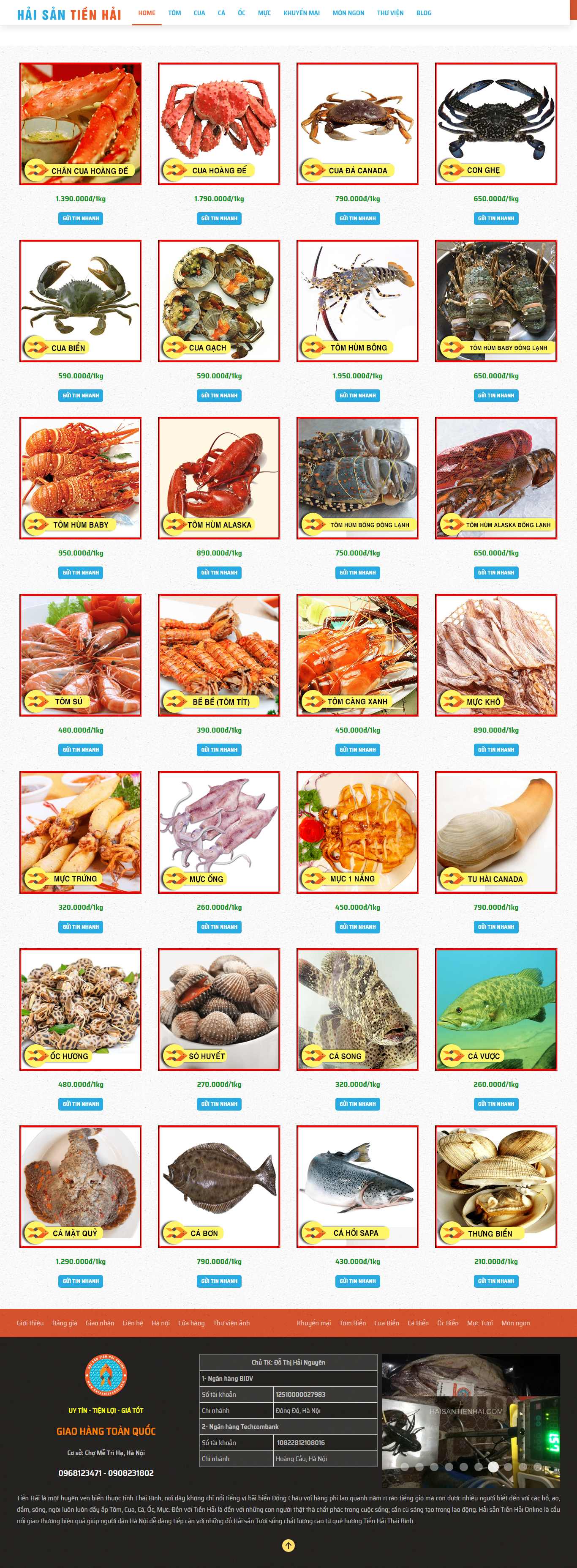 Thiết kế Web hải sản haisantienhai.com