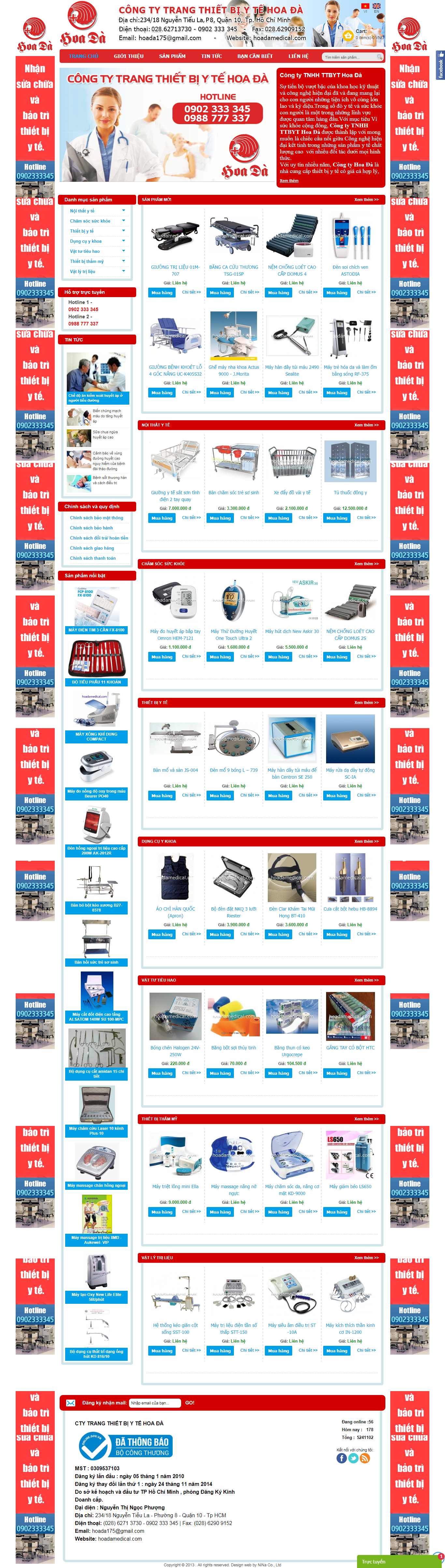 Thiết kế Web dụng cụ y tế hoadamedical.com