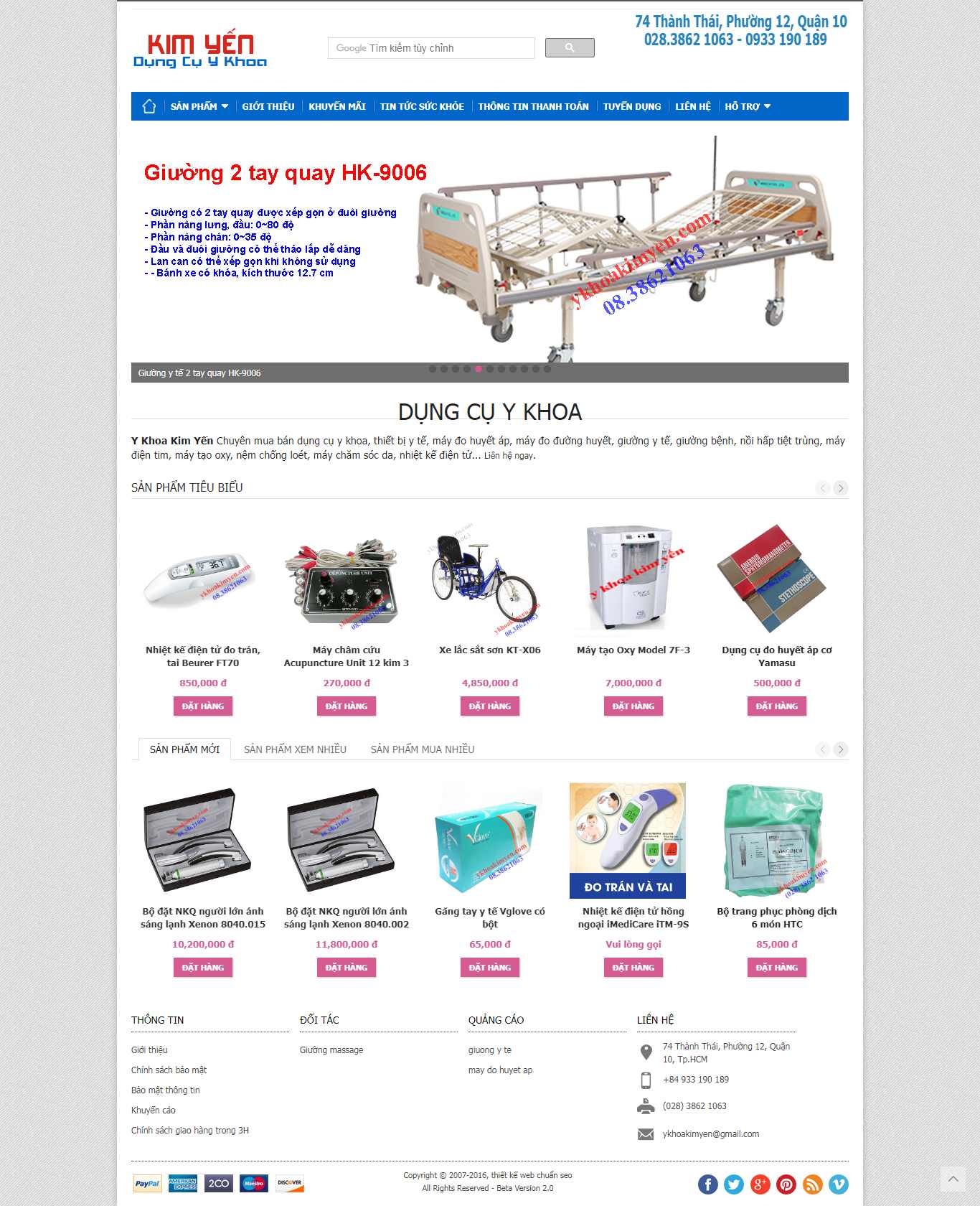 Thiết kế Web dụng cụ y tế ykhoakimyen.com