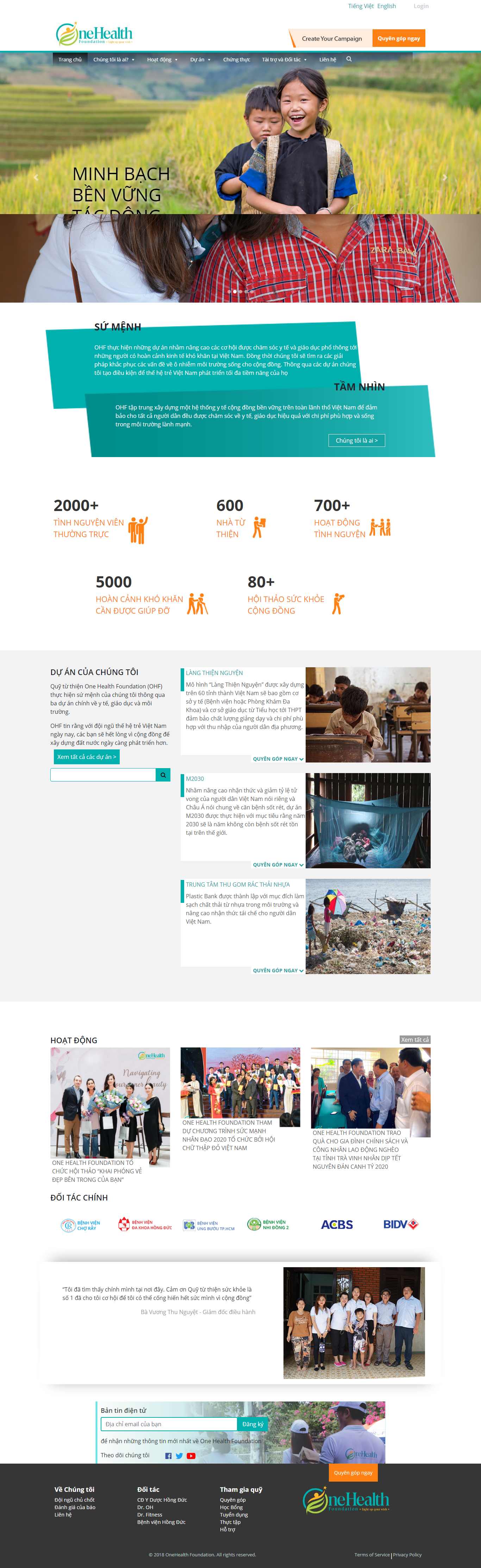 Thiết kế Web tổ chức từ thiện onehealth.foundation
