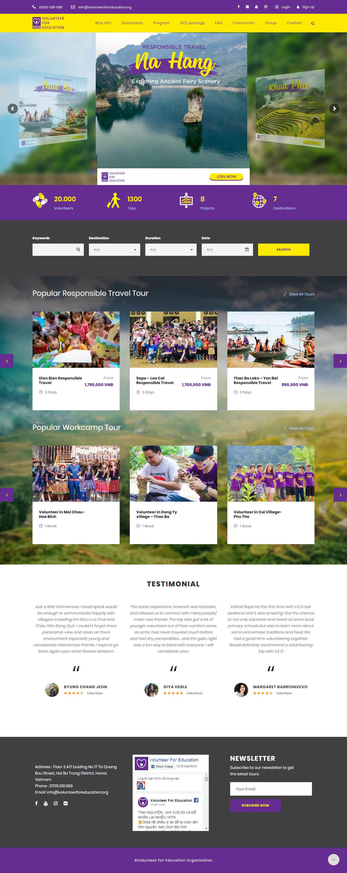Thiết kế Web tổ chức từ thiện volunteerforeducation.org