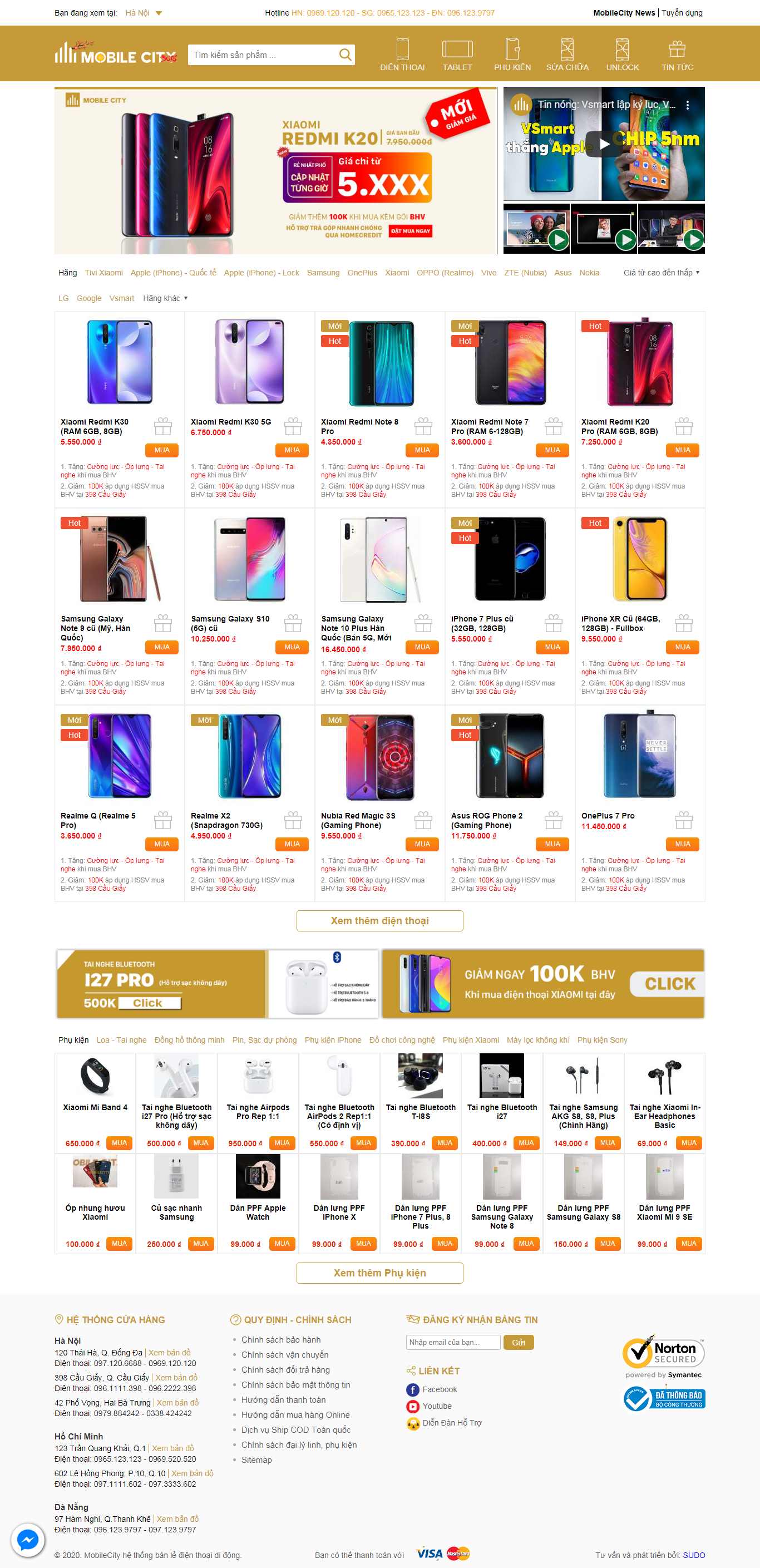 Thiết kế Web điện thoại di động mobilecity.vn