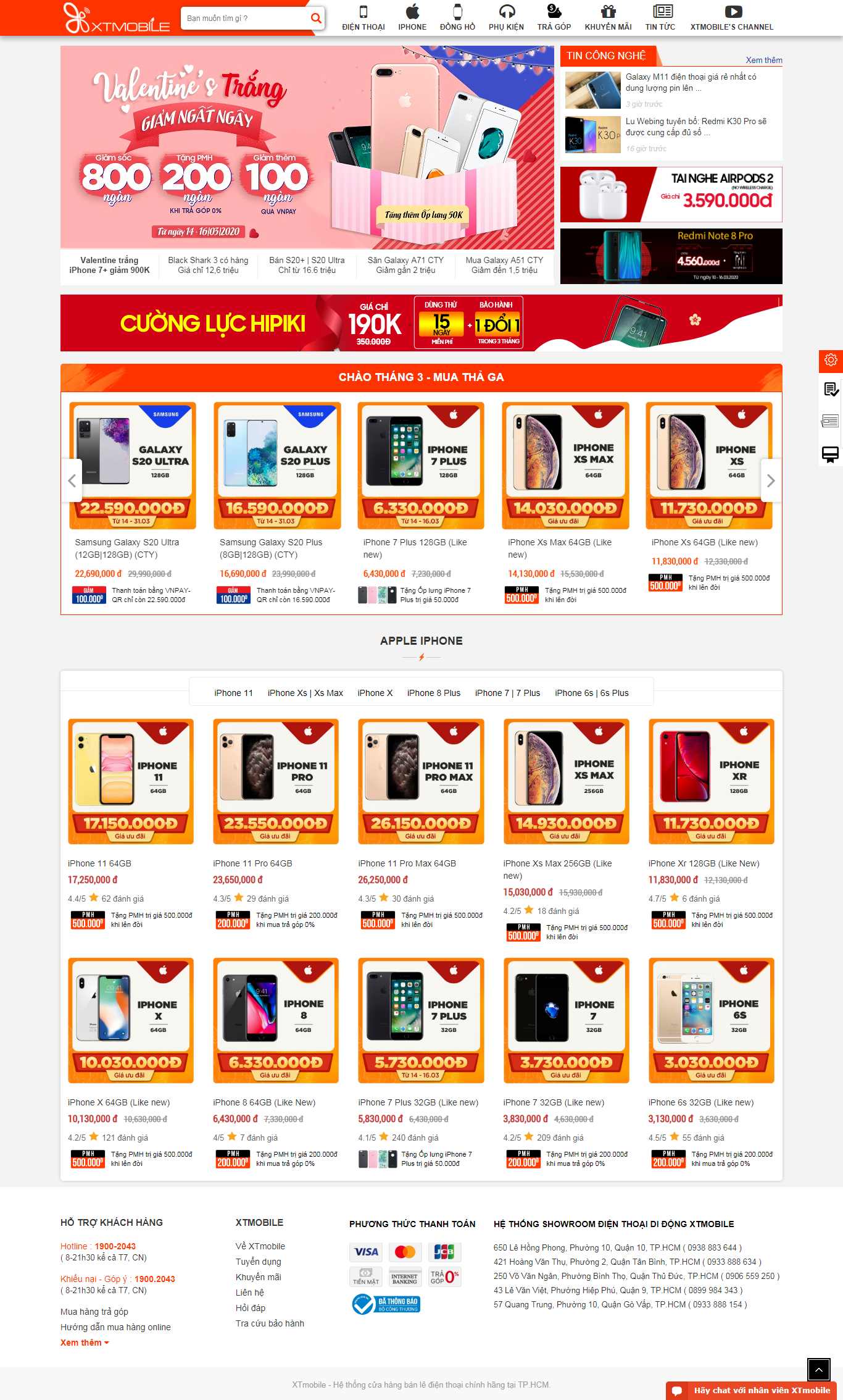 Thiết kế Web điện thoại di động xtmobile.vn