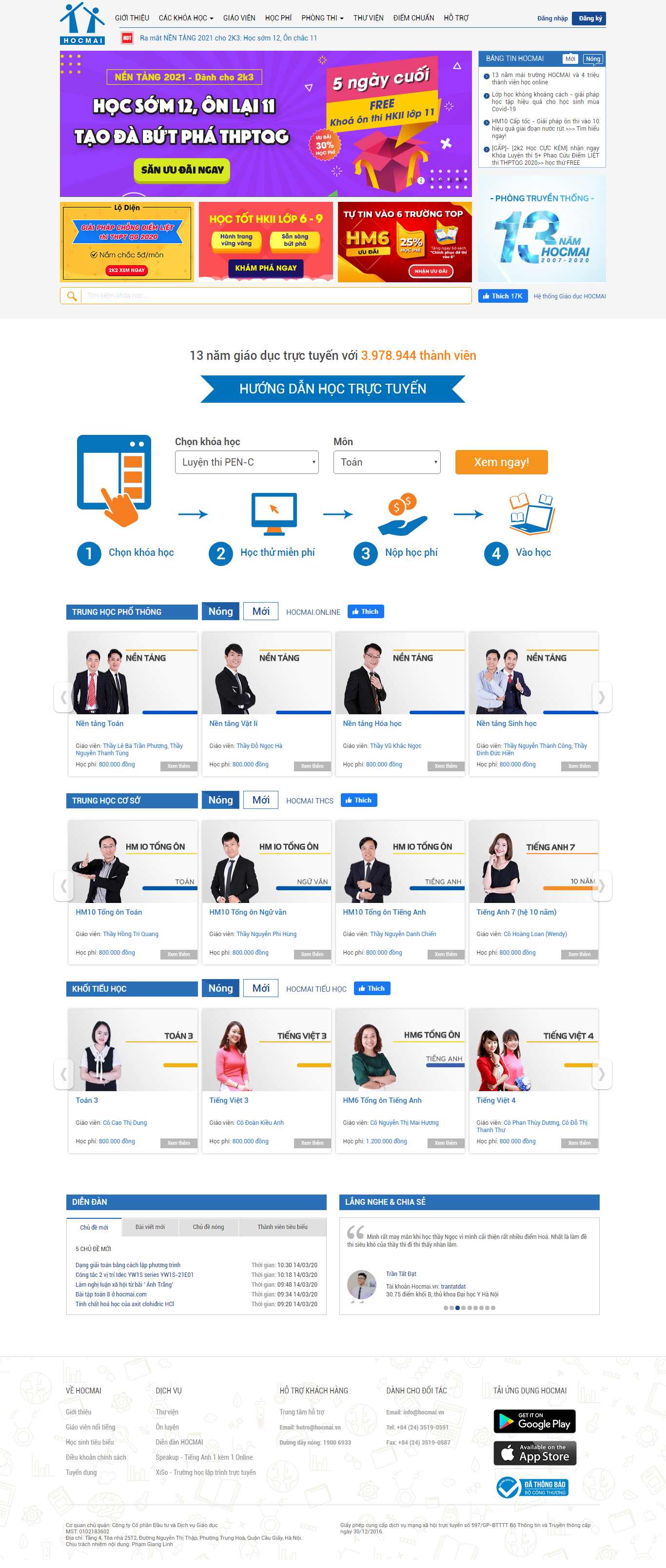 Thiết kế Web học trực tuyến hocmai.vn