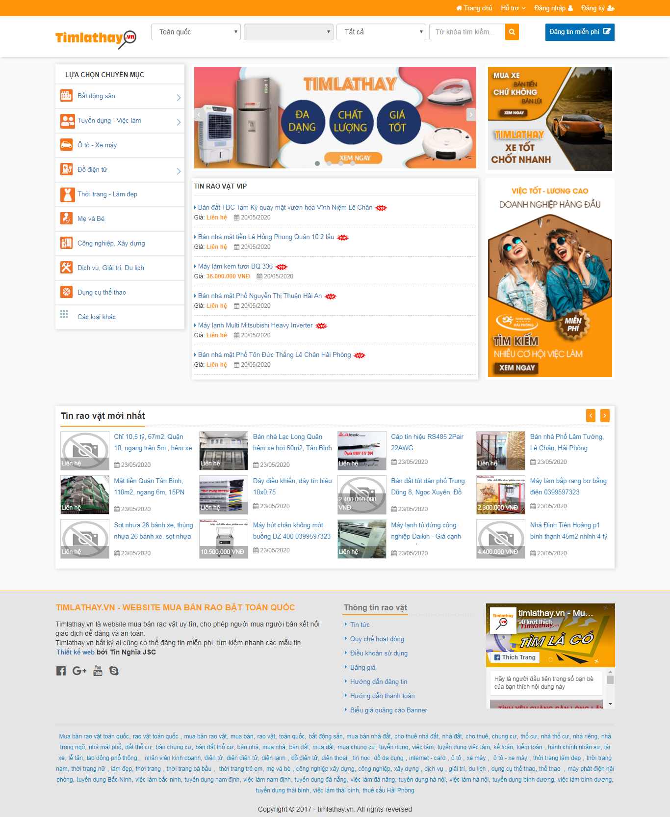 Thiết kế Web rao vặt timlathay.vn