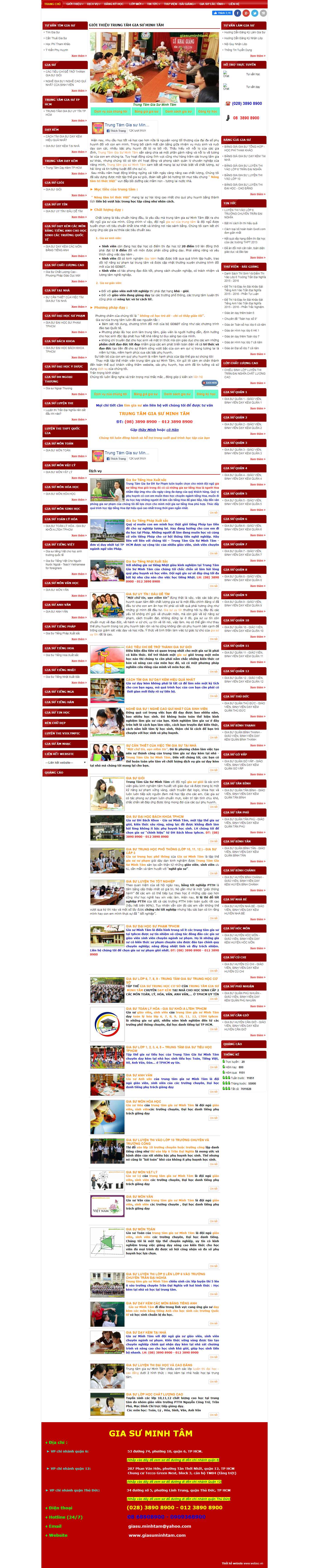 Thiết kế Web gia sư giasuminhtam.com
