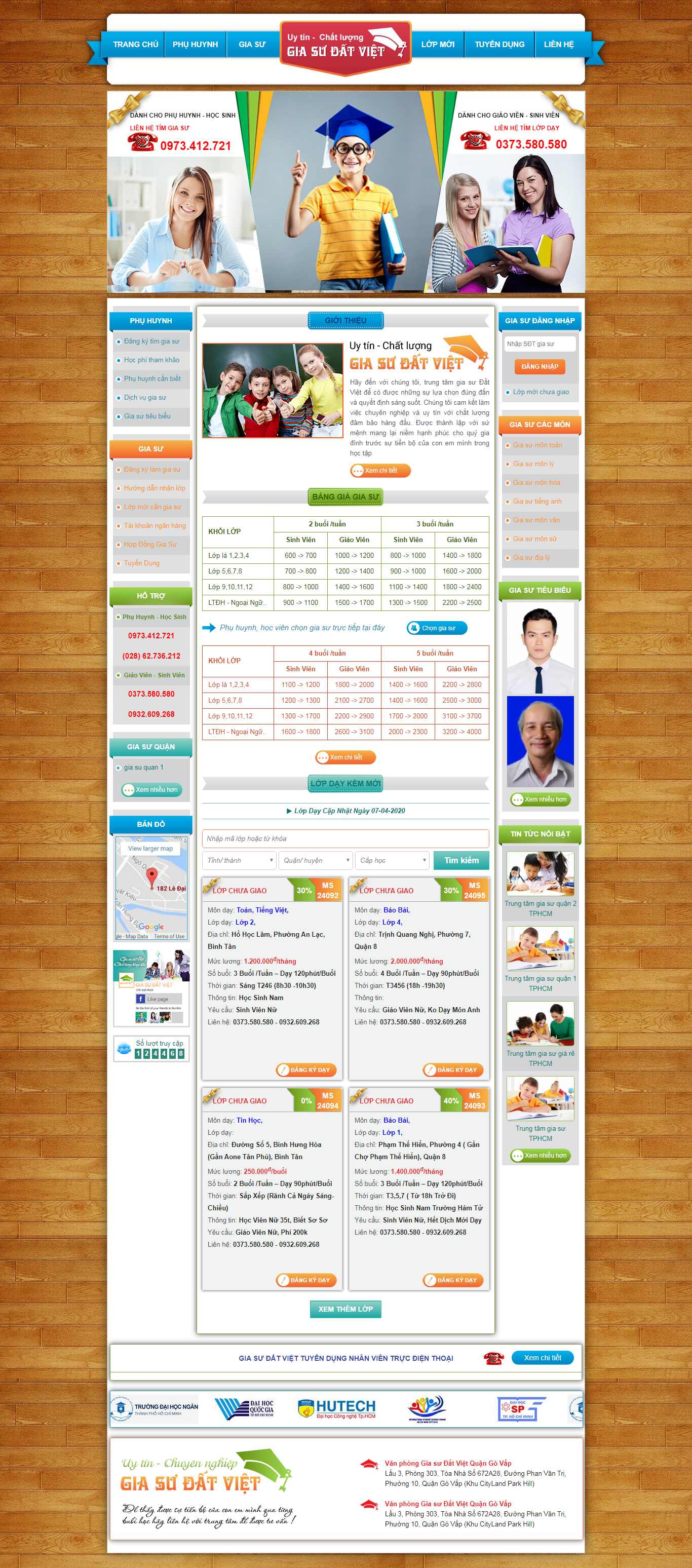 Thiết kế Web gia sư giasudatviet.com