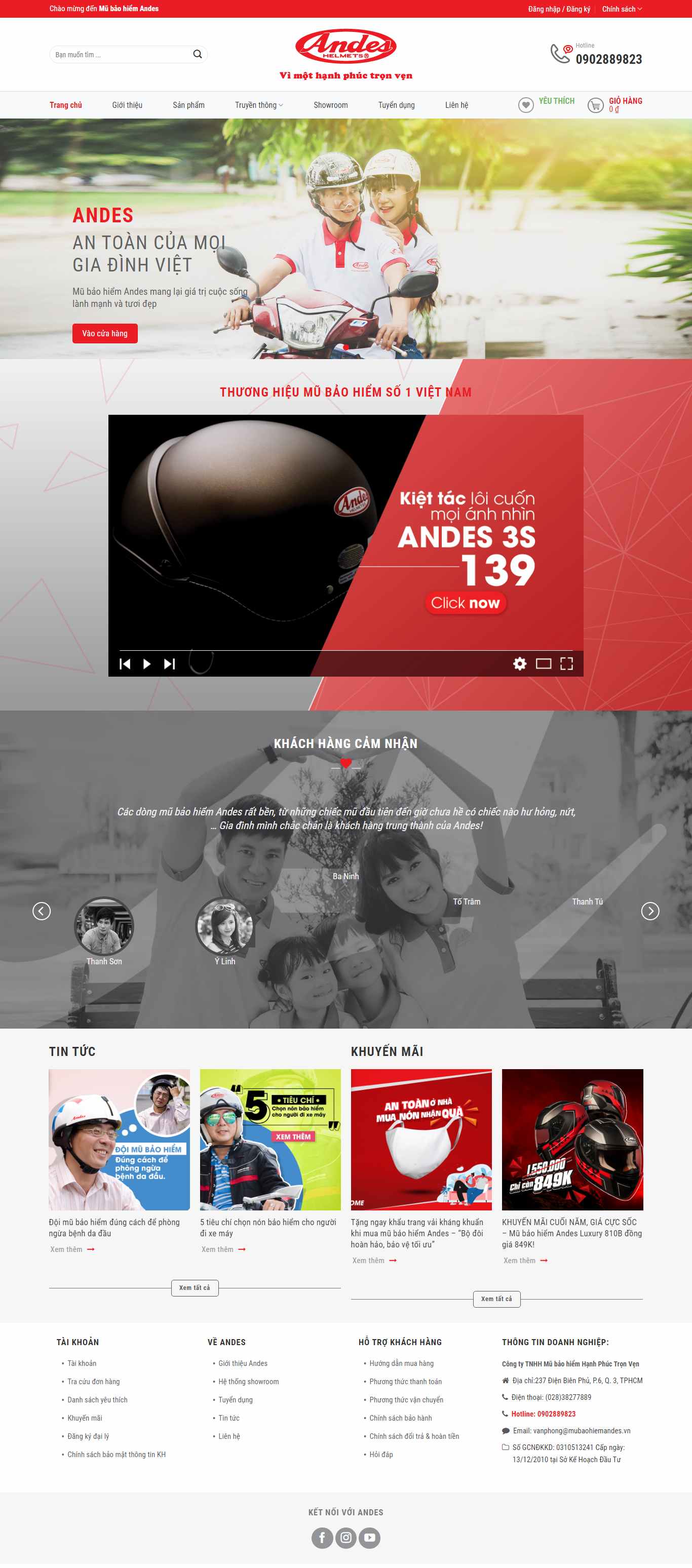 Thiết kế Web mũ bảo hiểm mubaohiemandes.vn