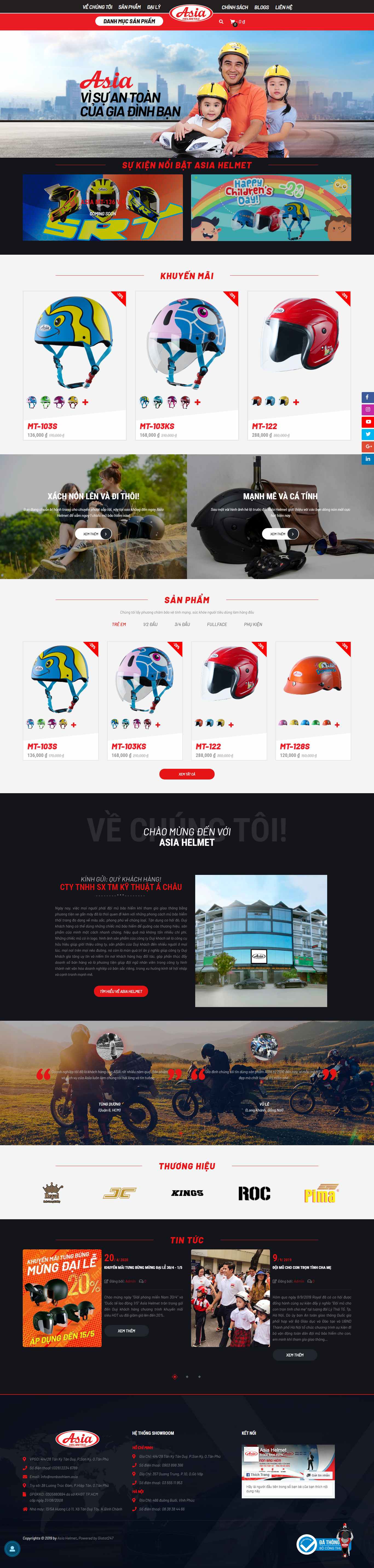 Thiết kế Web mũ bảo hiểm asiahelmet.com