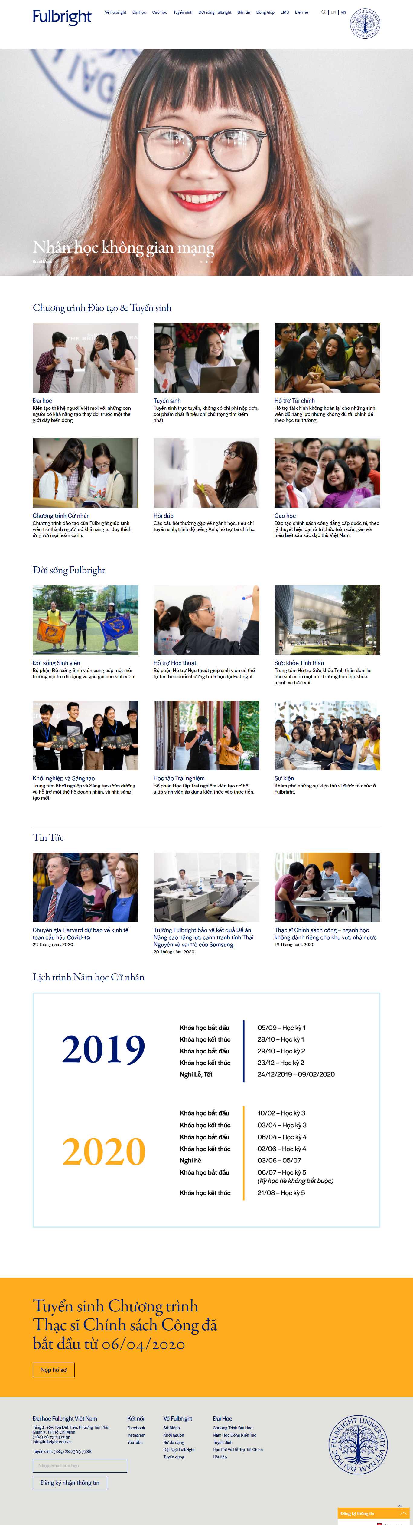 Thiết kế Web trường học fulbright.edu.vn