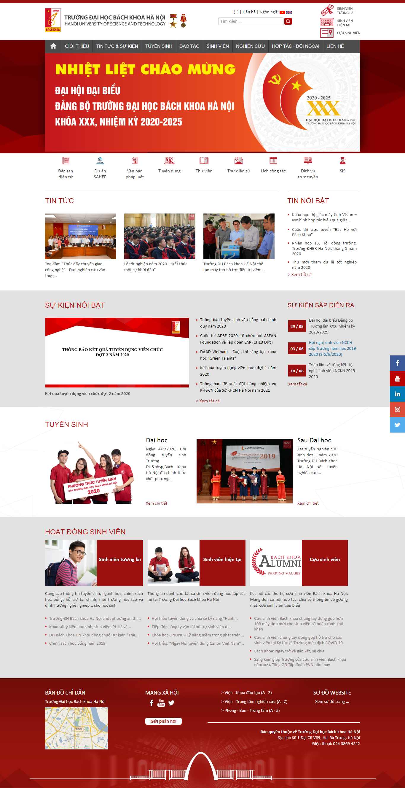 Thiết kế Web trường học hust.edu.vn