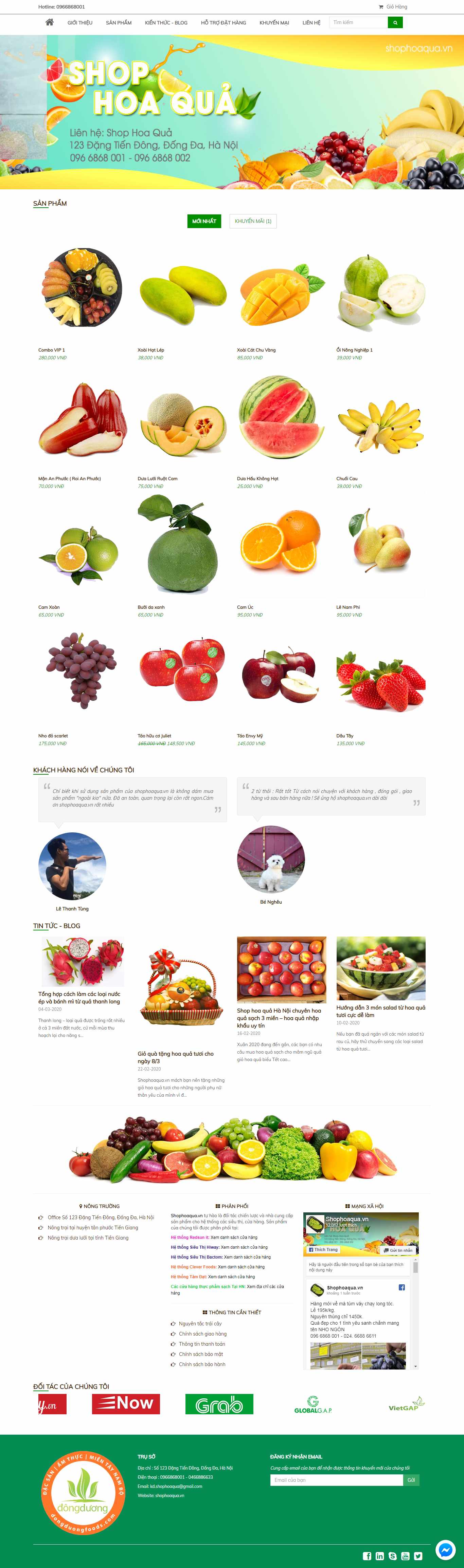 Thiết kế Web hoa quả sạch shophoaqua.vn