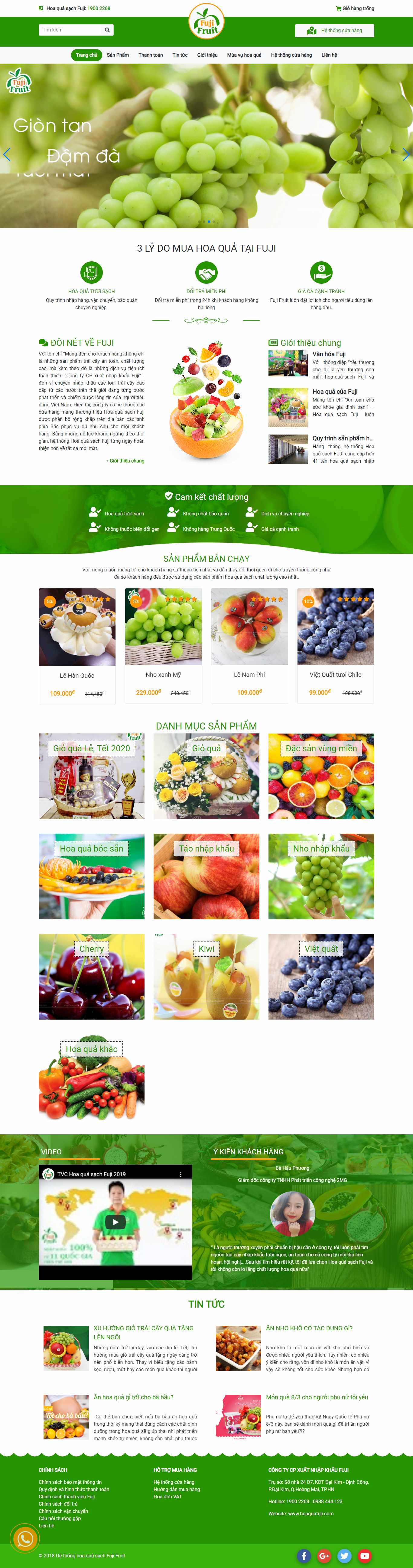 Thiết kế Web hoa quả sạch hoaquafuji.com