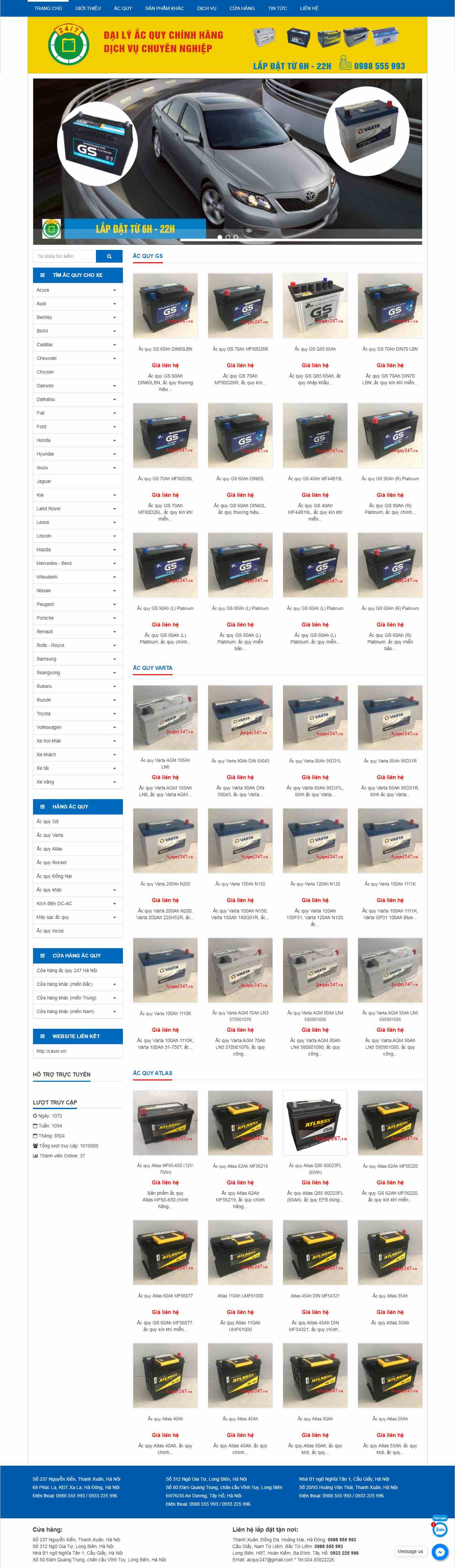 Thiết kế Web ắc quy acquy247.vn
