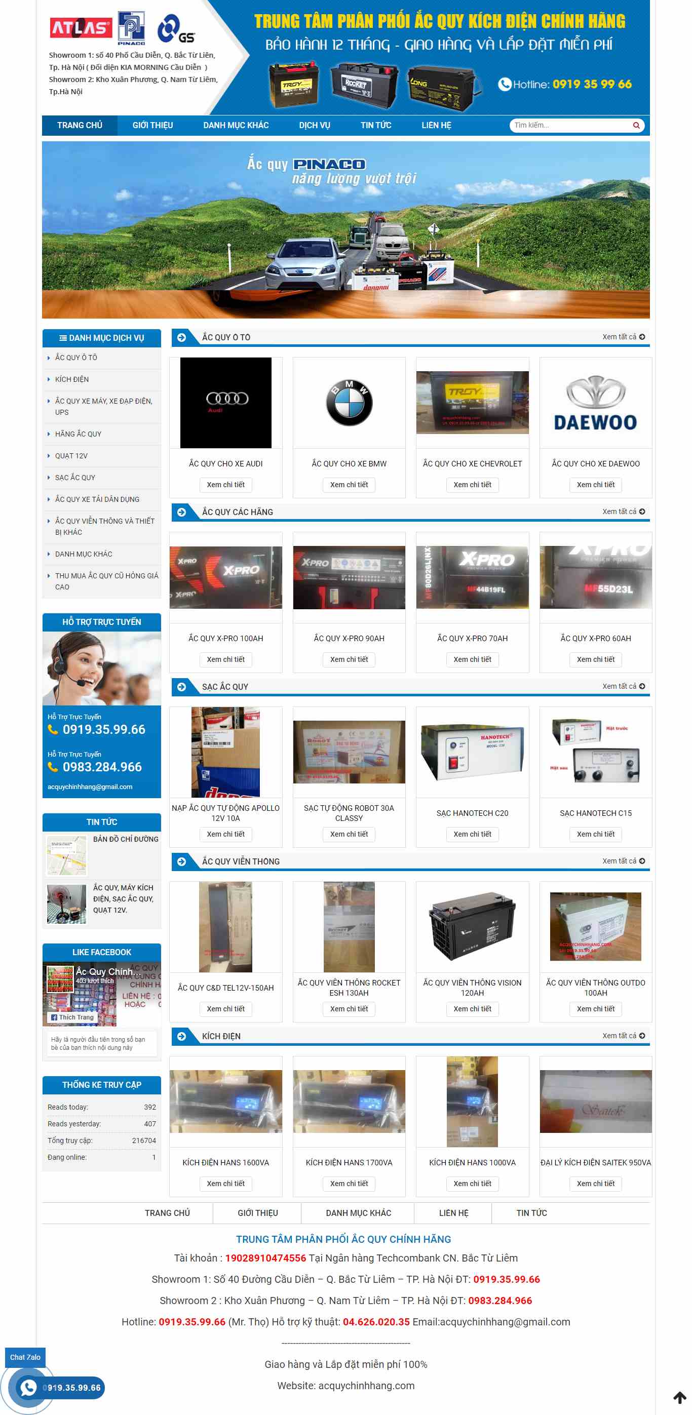 Thiết kế Web ắc quy acquychinhhang.com