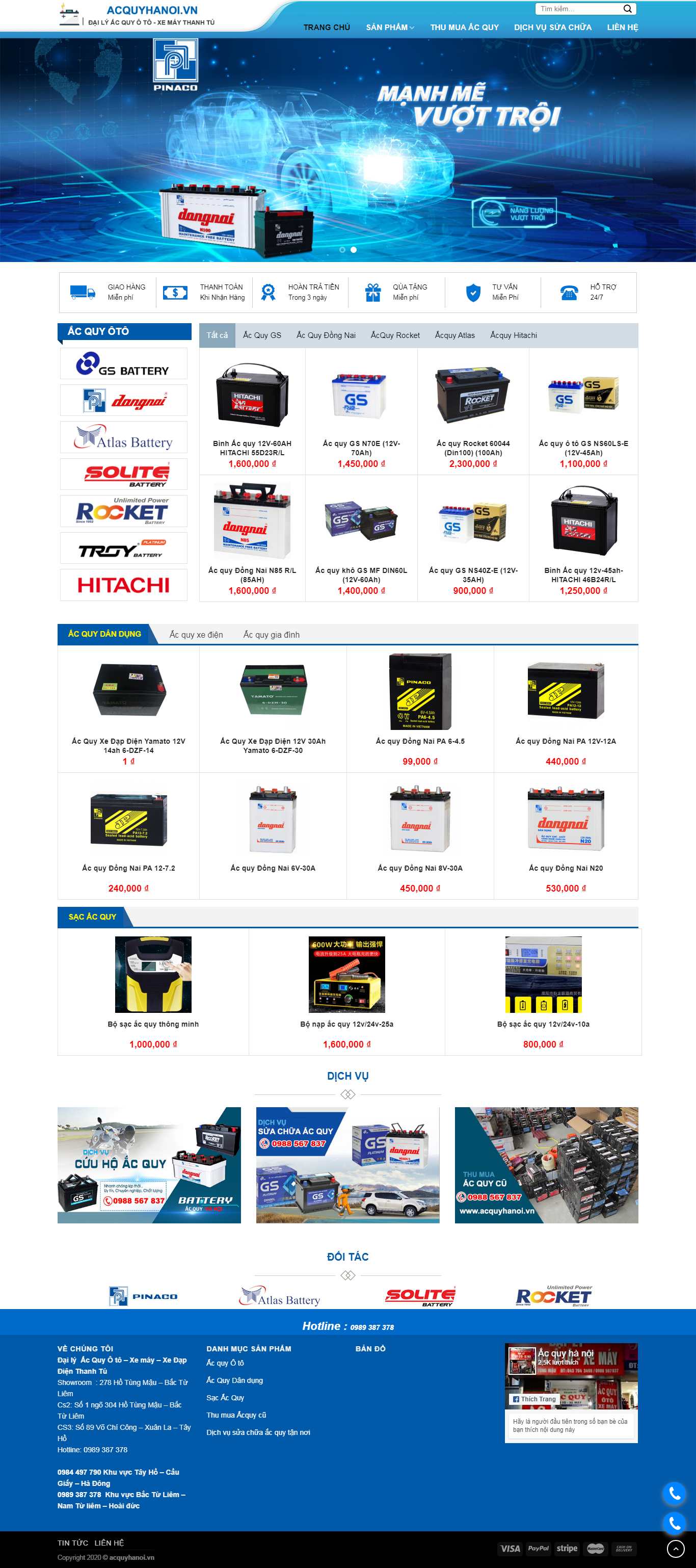 Thiết kế Web ắc quy acquyhanoi.vn