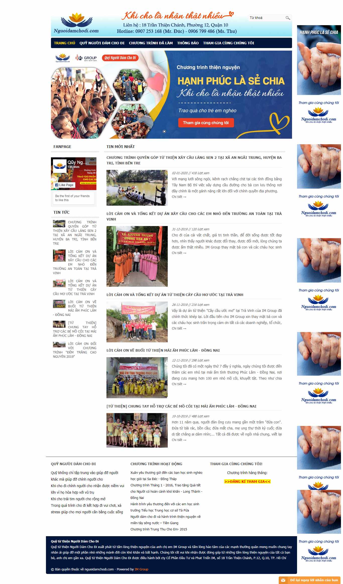 Thiết kế Web từ thiện nguoidamchodi.com