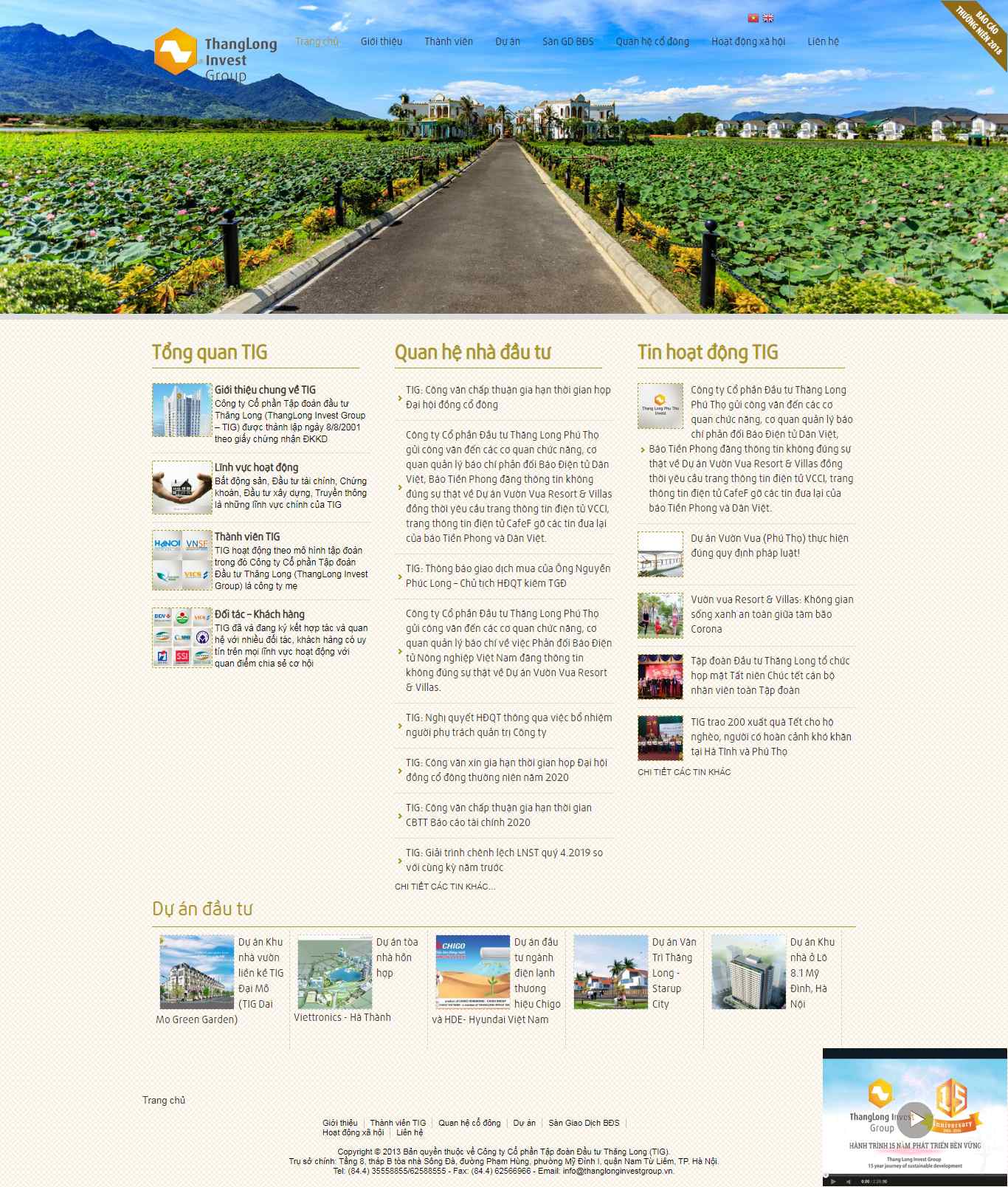 Thiết kế Web đầu tư thanglonginvestgroup.vn