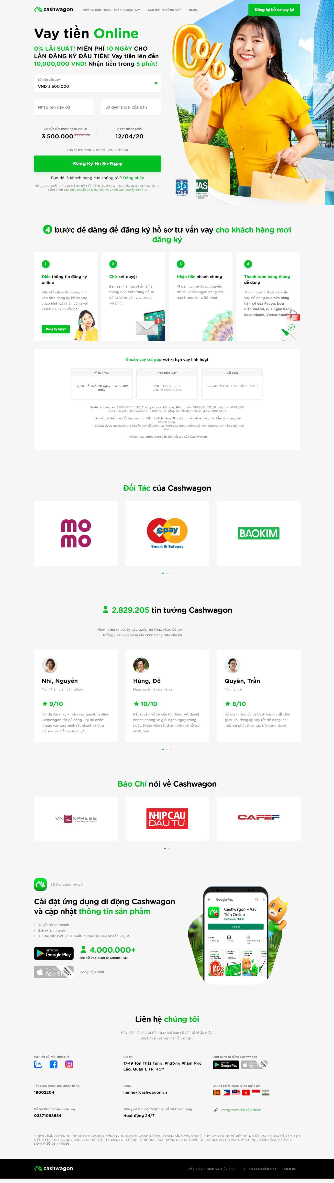 Thiết kế Web cho vay cashwagon.vn