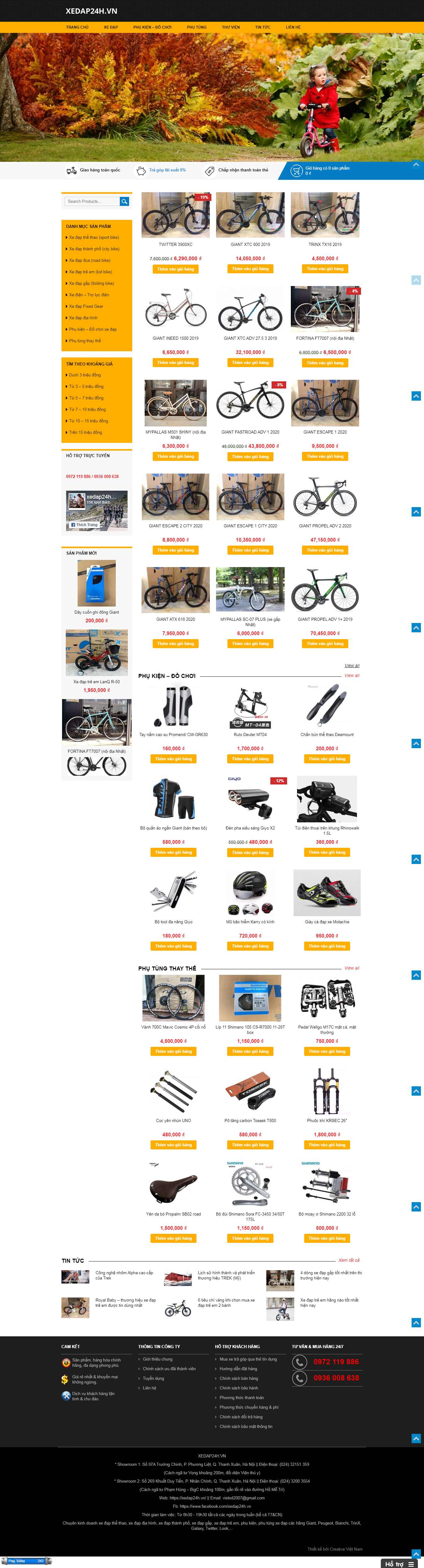 Thiết kế Web xe đạp xedap24h.vn