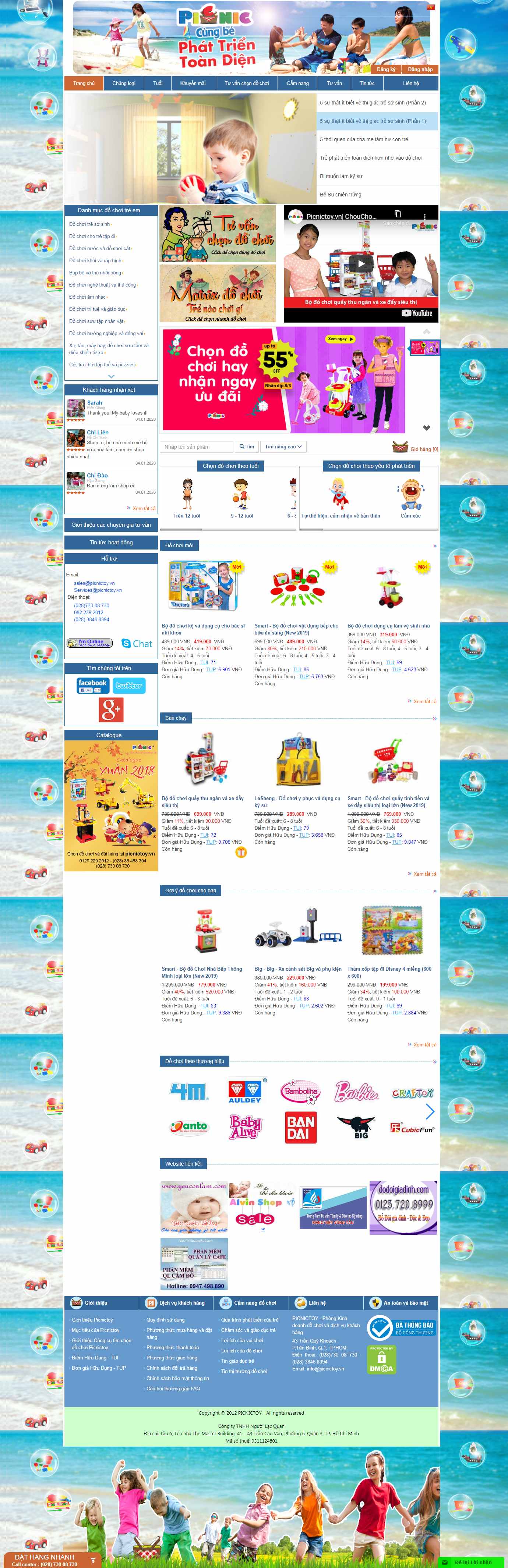 Thiết kế Web đồ chơi trẻ em picnictoy.vn