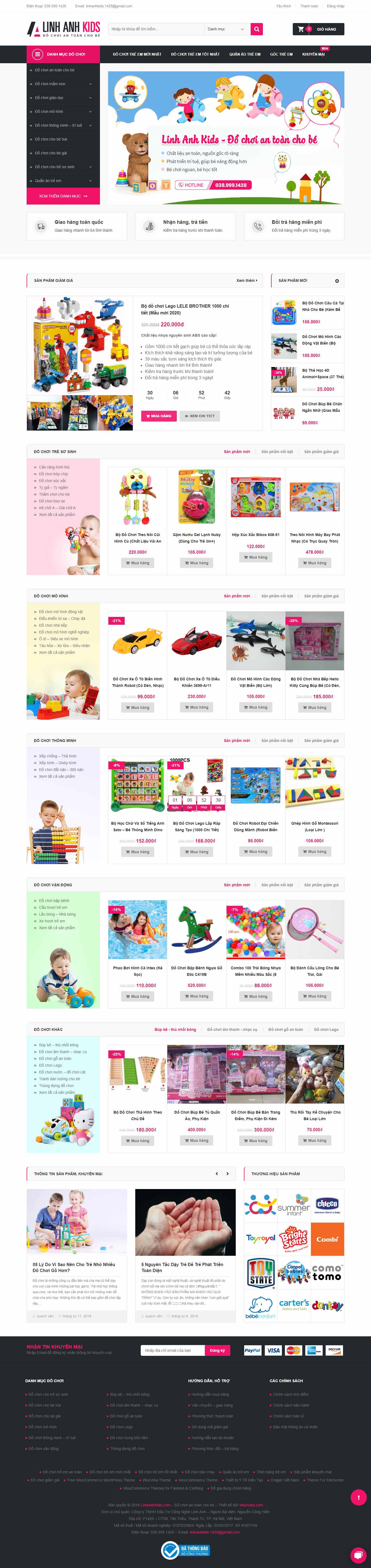 Thiết kế Web đồ chơi trẻ em linhanhkids.com