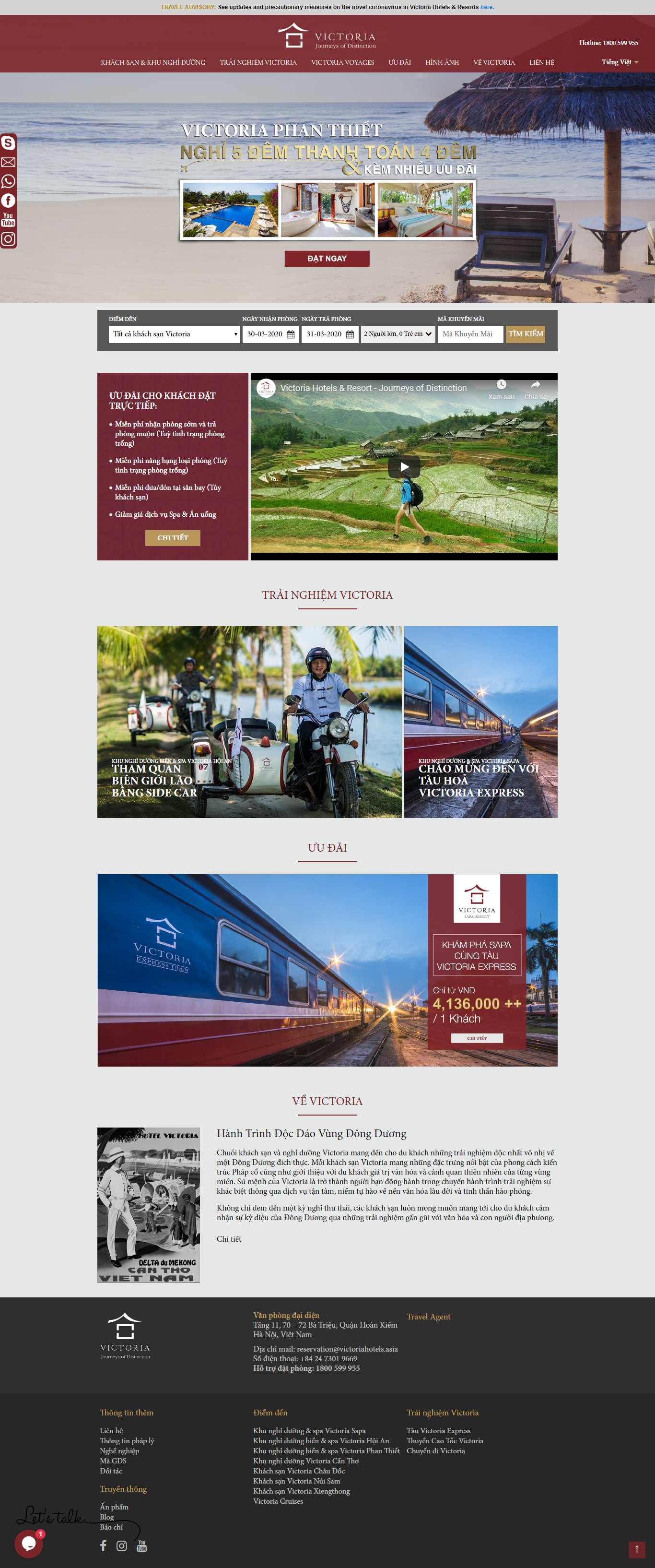 Thiết kế Web khu nghỉ dưỡng victoriahotels.asia