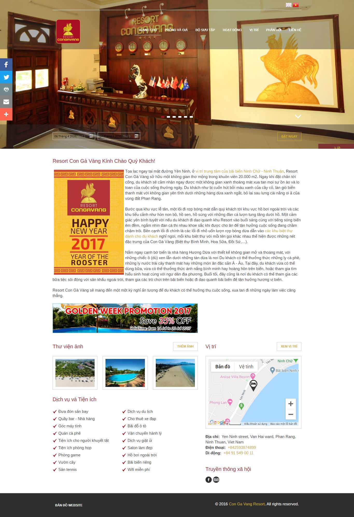 Thiết kế Web khu nghỉ dưỡng congavangresort.com