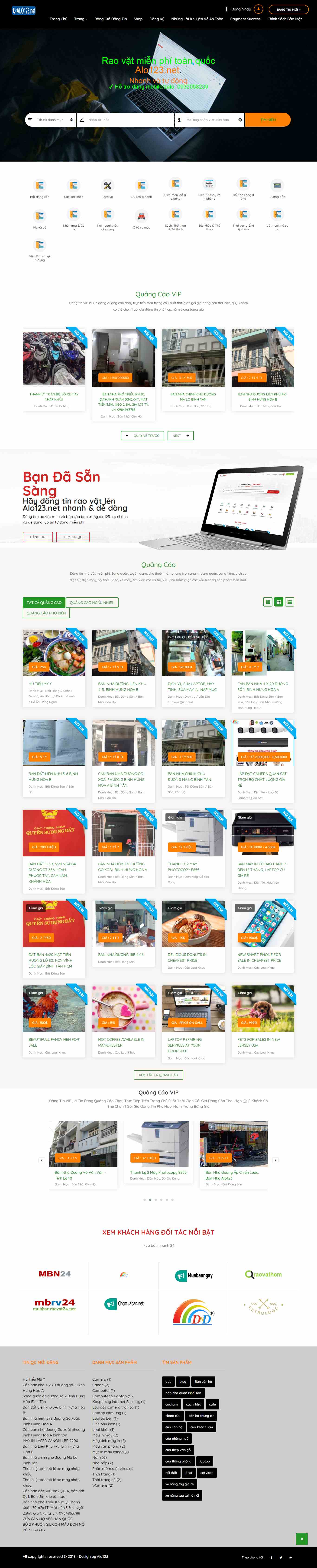 Thiết kế Web đăng tin rao vặt alo123.net