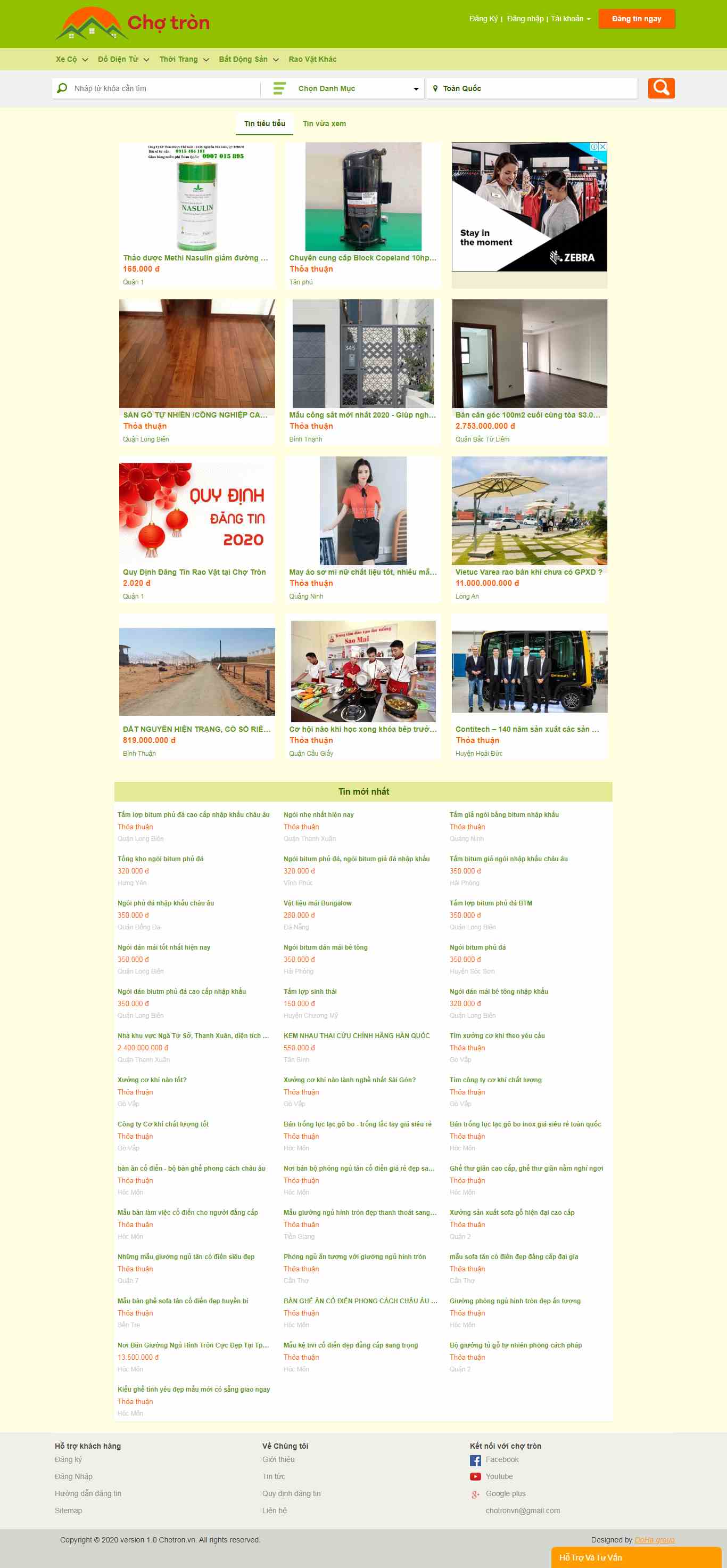 Thiết kế Web đăng tin rao vặt chotron.vn