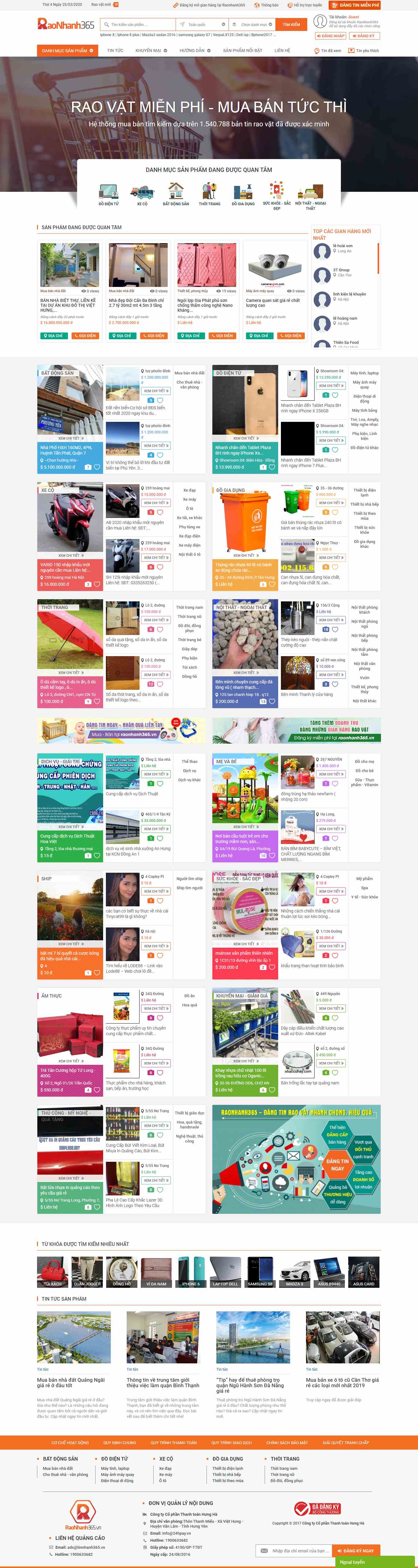 Thiết kế Web đăng tin rao vặt raonhanh365.vn