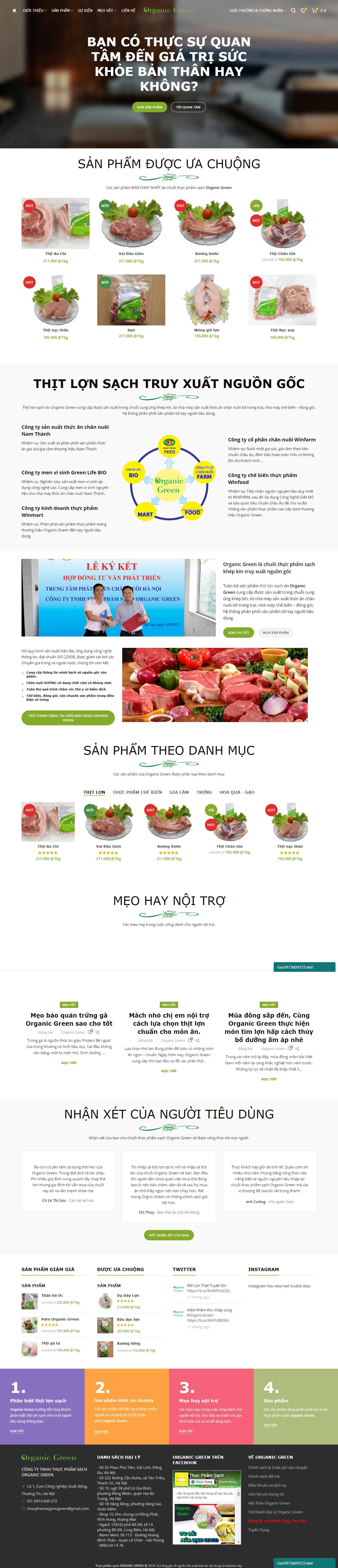 Thiết kế Web kinh doanh thực phẩm sạch thucphamorganicgreen.com