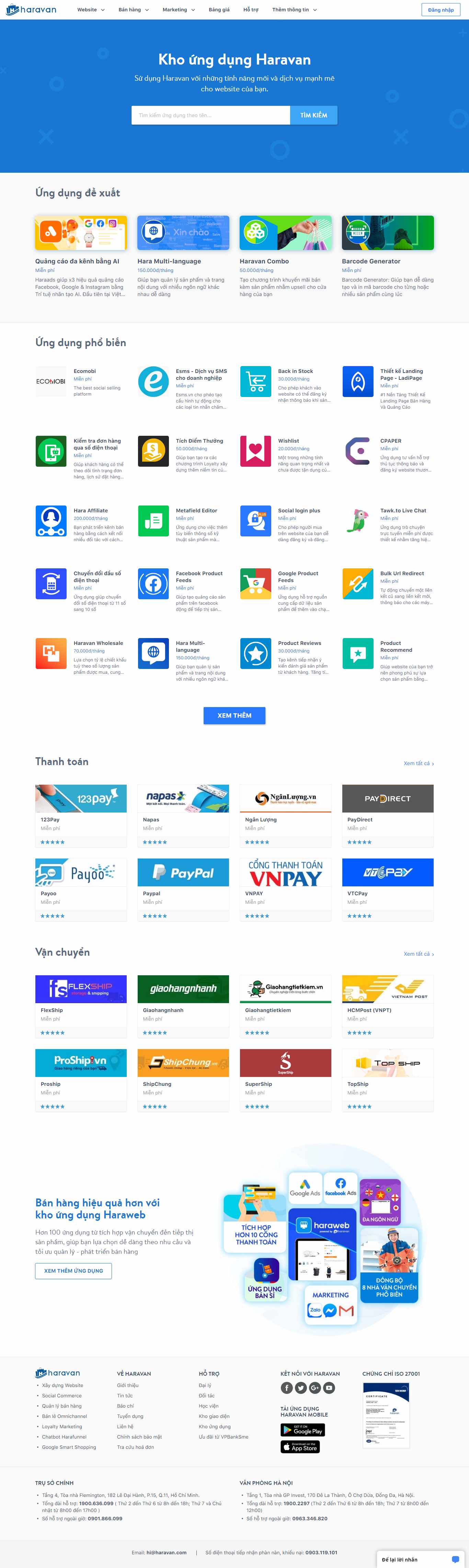 Thiết kế Web app ứng dụng apps.haravan.com