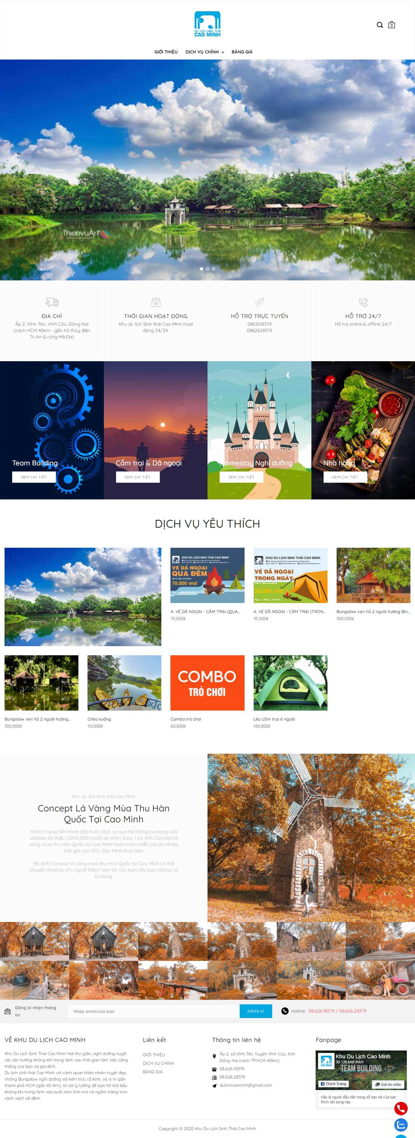 Thiết kế Web khu du lịch dulichcaominh.com