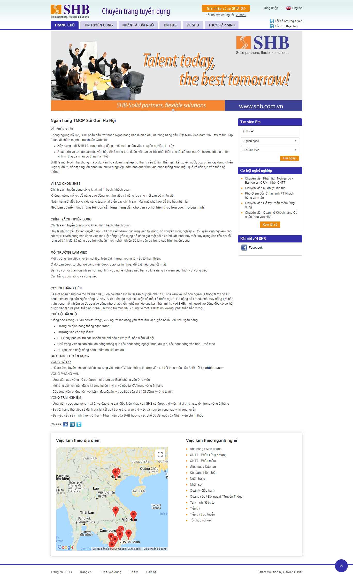 Thiết kế Web tuyển dụng lao động shbjobs.com