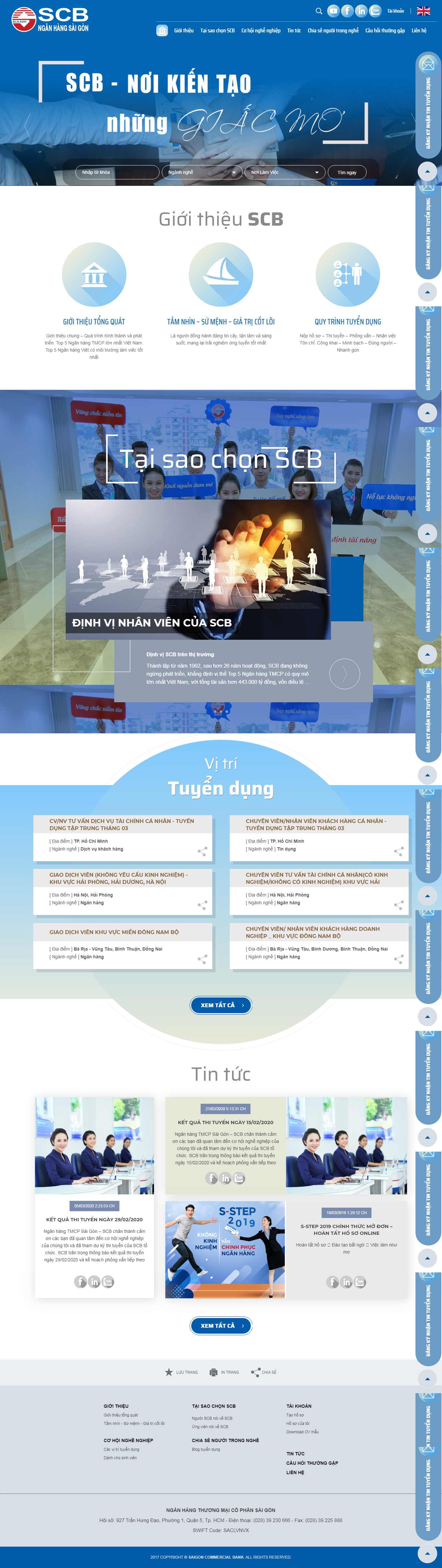 Thiết kế Web tuyển dụng lao động tuyendung.scb.com.vn