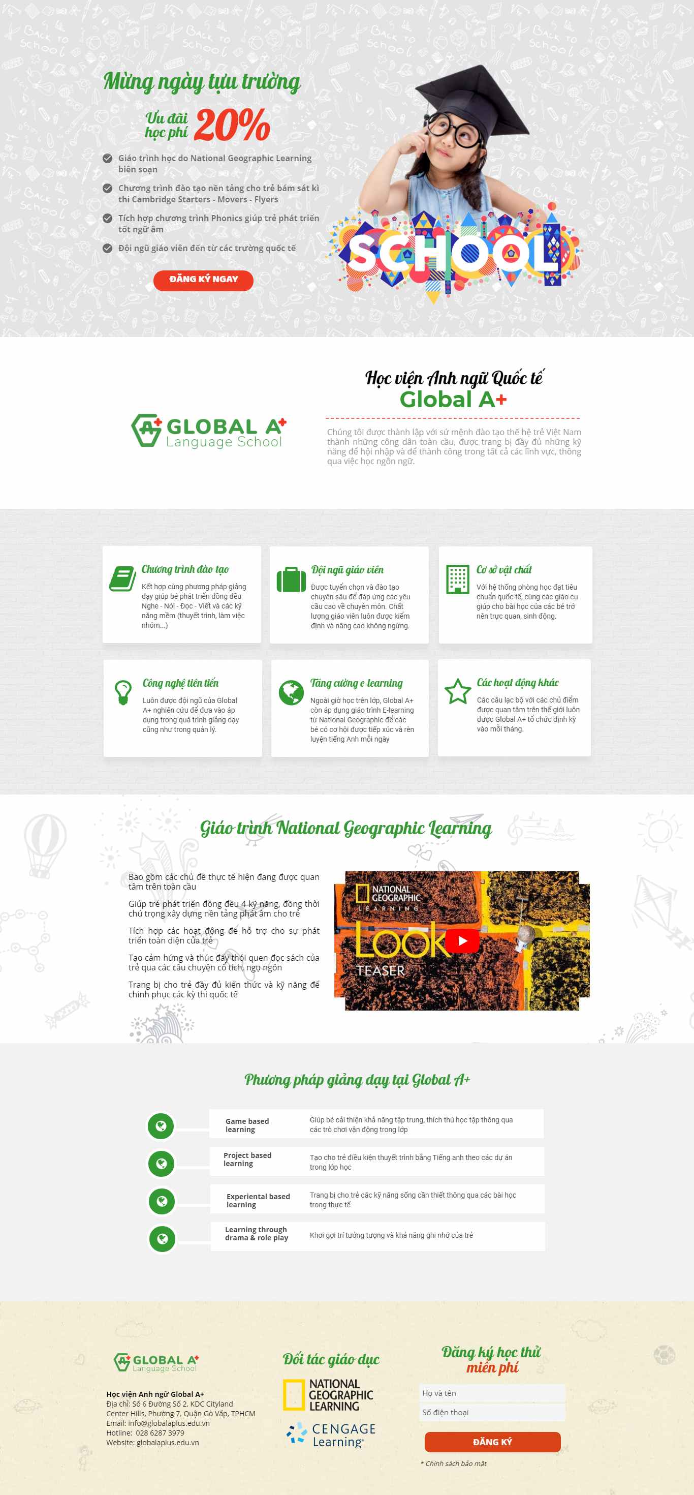 Thiết kế Web học viện anh ngữ globalaplus.edu.vn