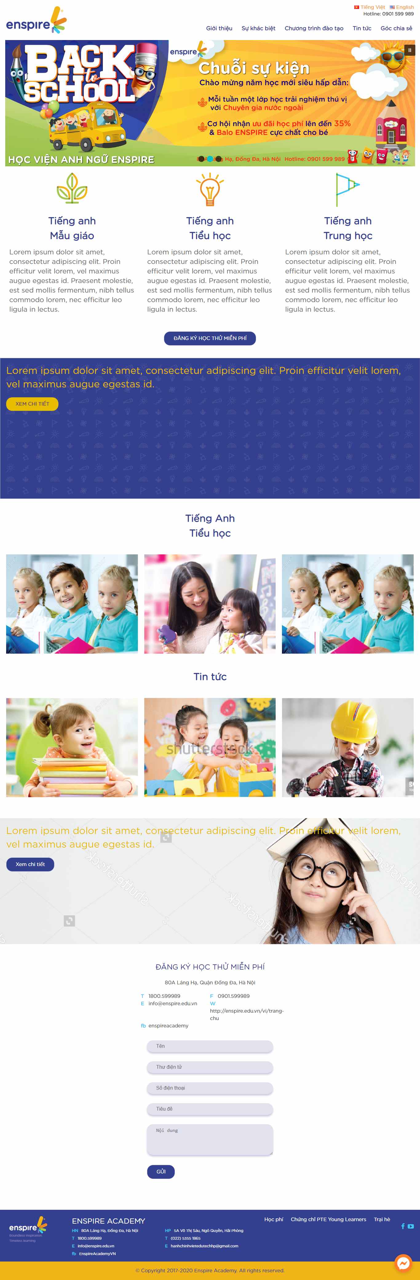 Thiết kế Web học viện anh ngữ enspire.edu.vn